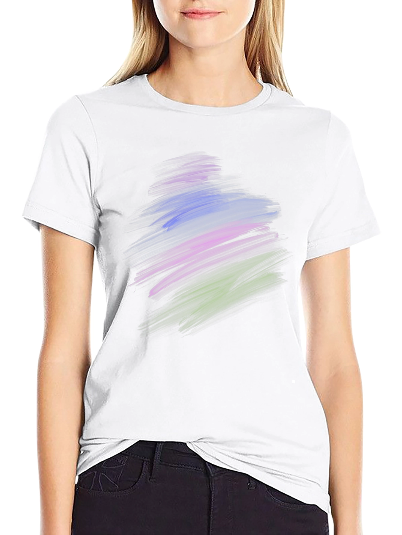Abstract Brush Stroke Graphic Black T-Shirt