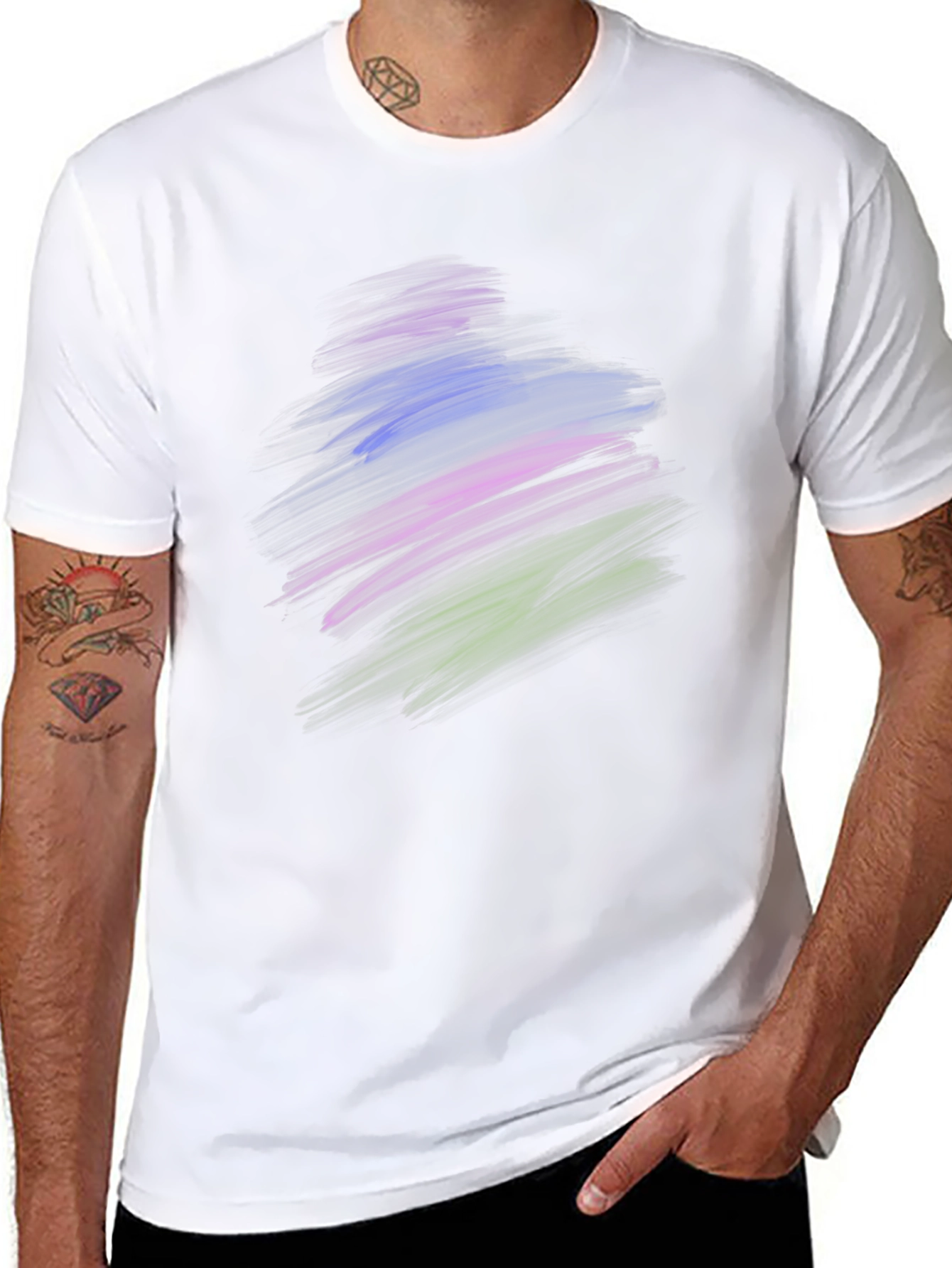 Abstract Brush Stroke Graphic Black T-Shirt