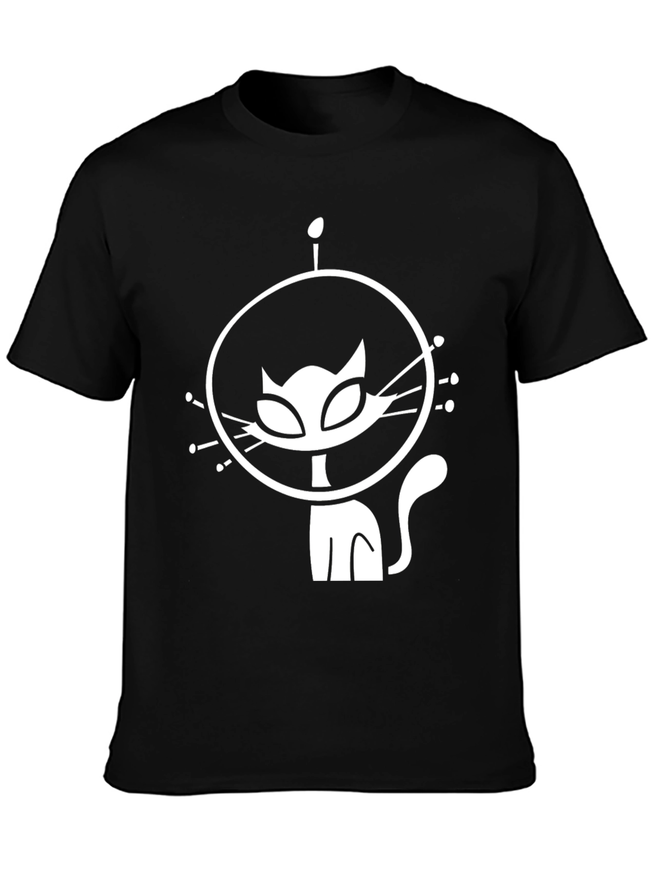 Astronaut Cat Graphic T-Shirt - Black Cotton Tee