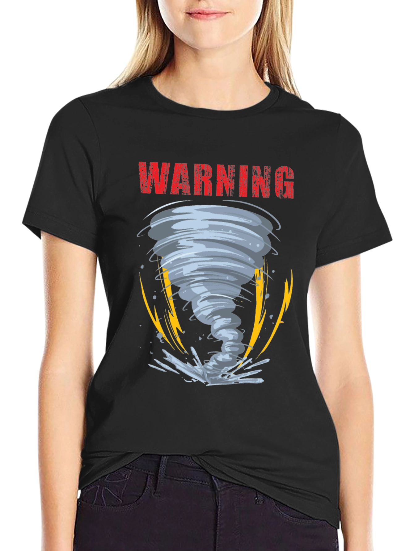 Warning Tornado Graphic Print Mens T-Shirt