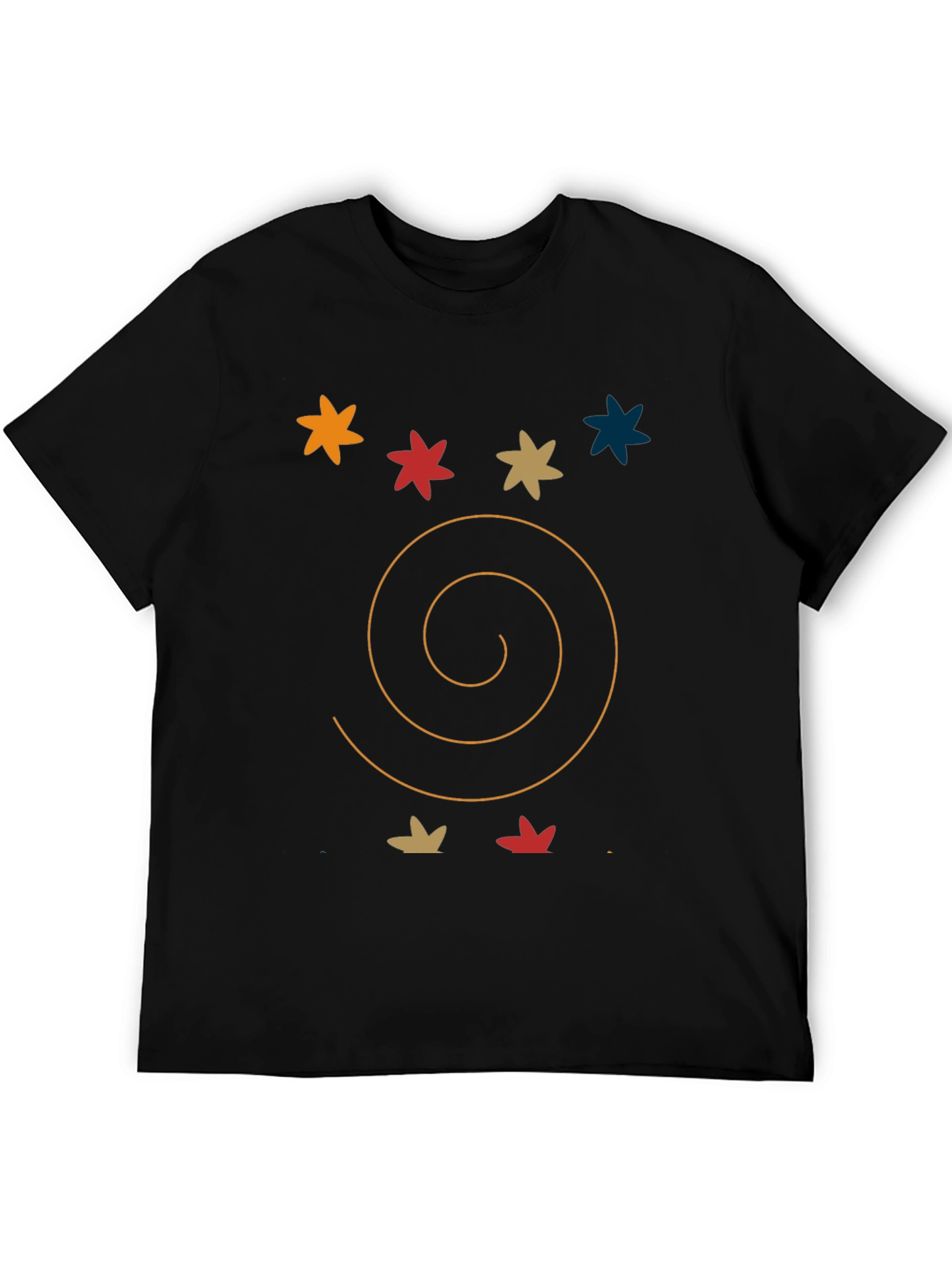 Abstract Graphic Tee: Star & Spiral Black T-Shirt