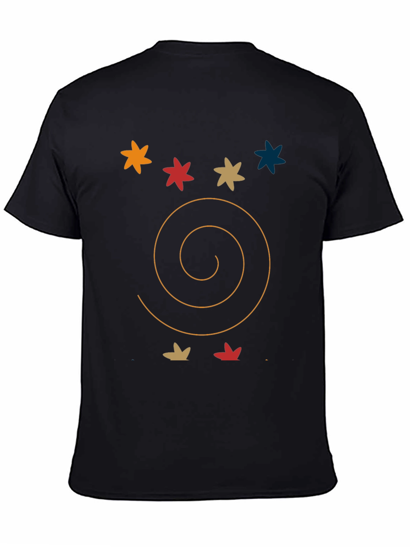 Abstract Graphic Tee: Star & Spiral Black T-Shirt