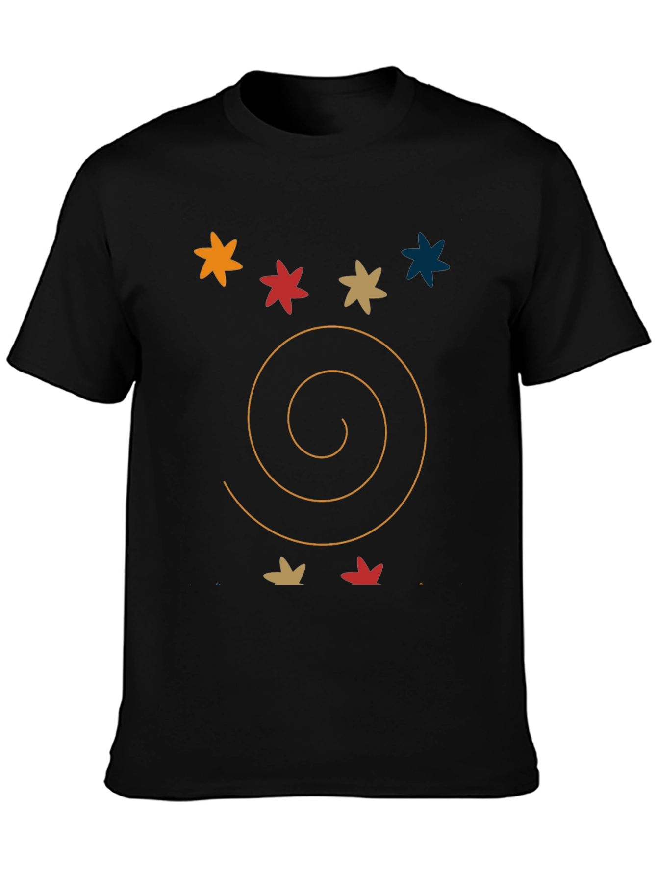 Abstract Graphic Tee: Star & Spiral Black T-Shirt