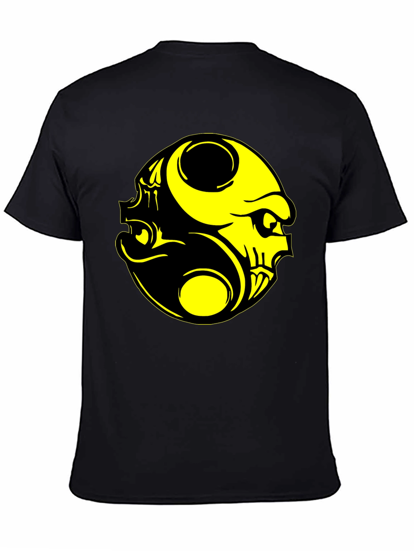 Yin Yang Skull Graphic Tee - Black