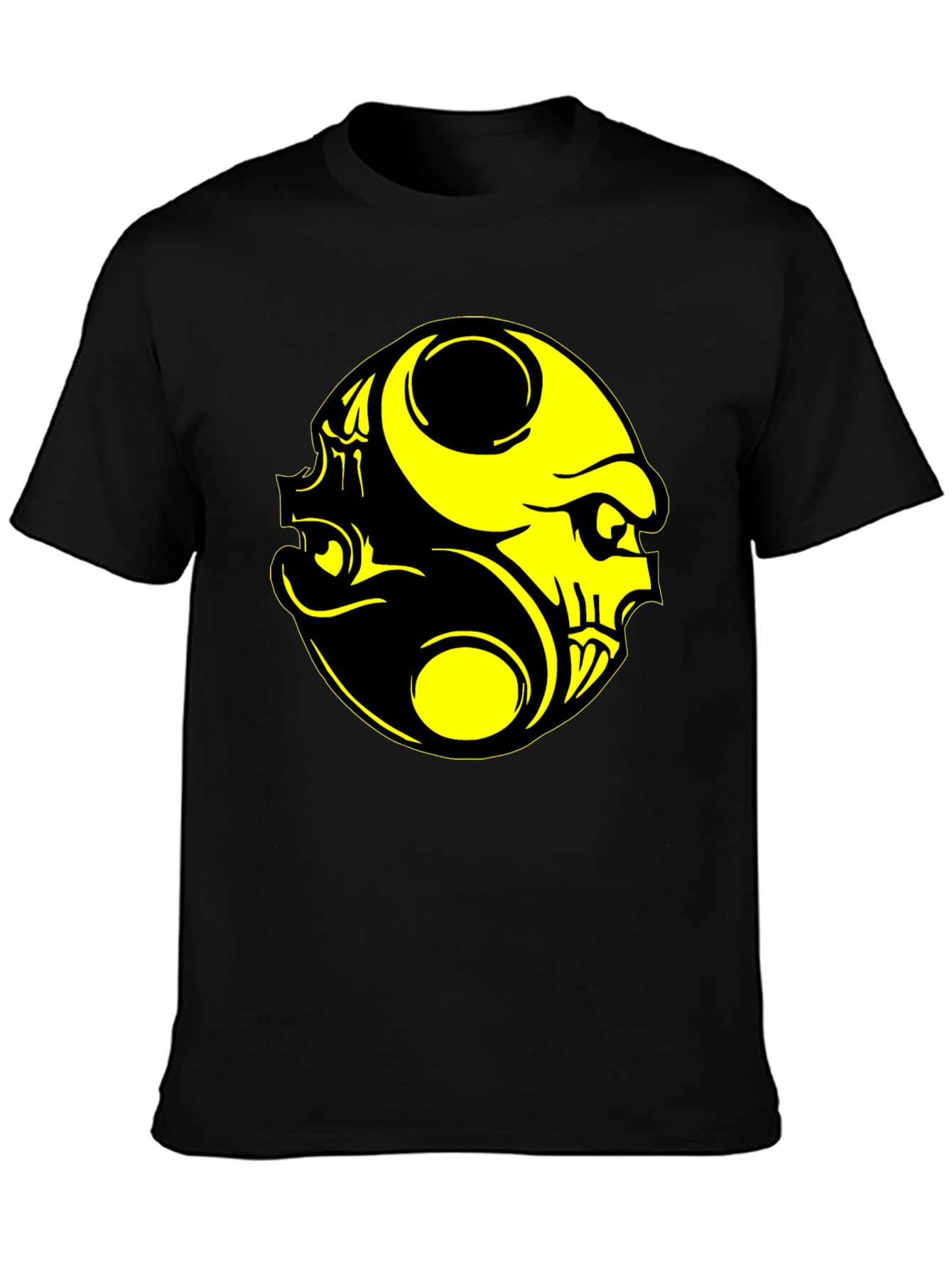 Yin Yang Skull Graphic Tee - Black