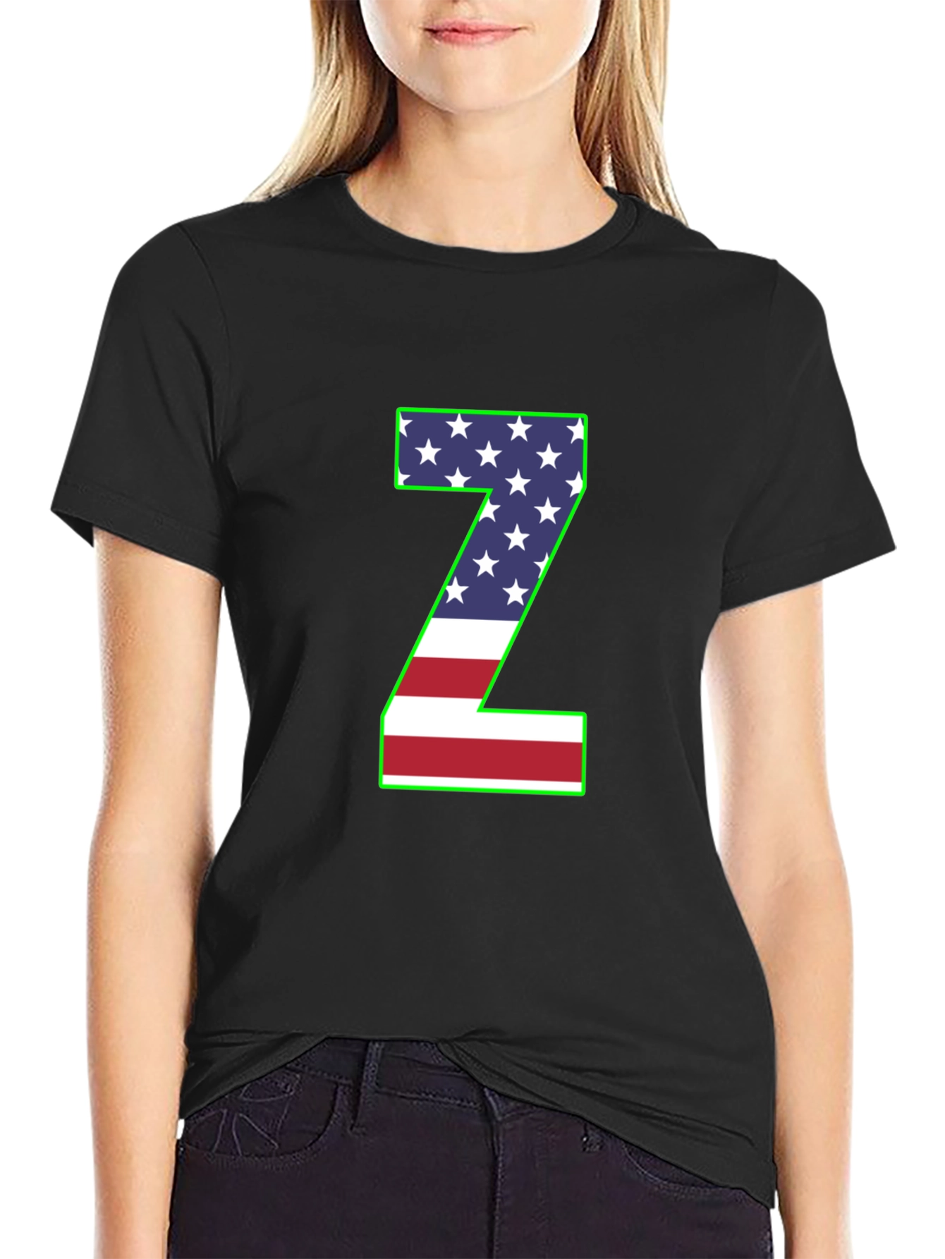 American Flag Z Letter T-Shirt