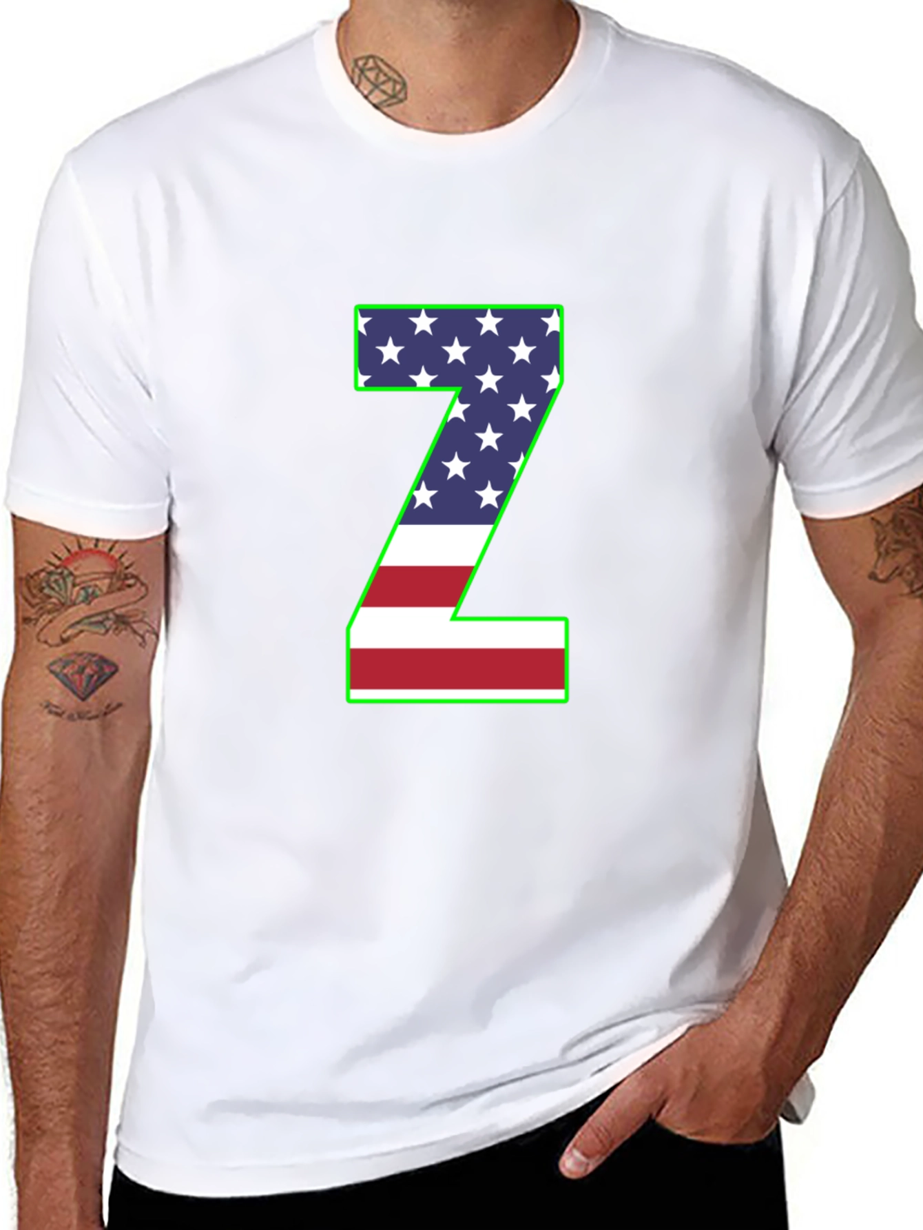 American Flag Z Letter T-Shirt