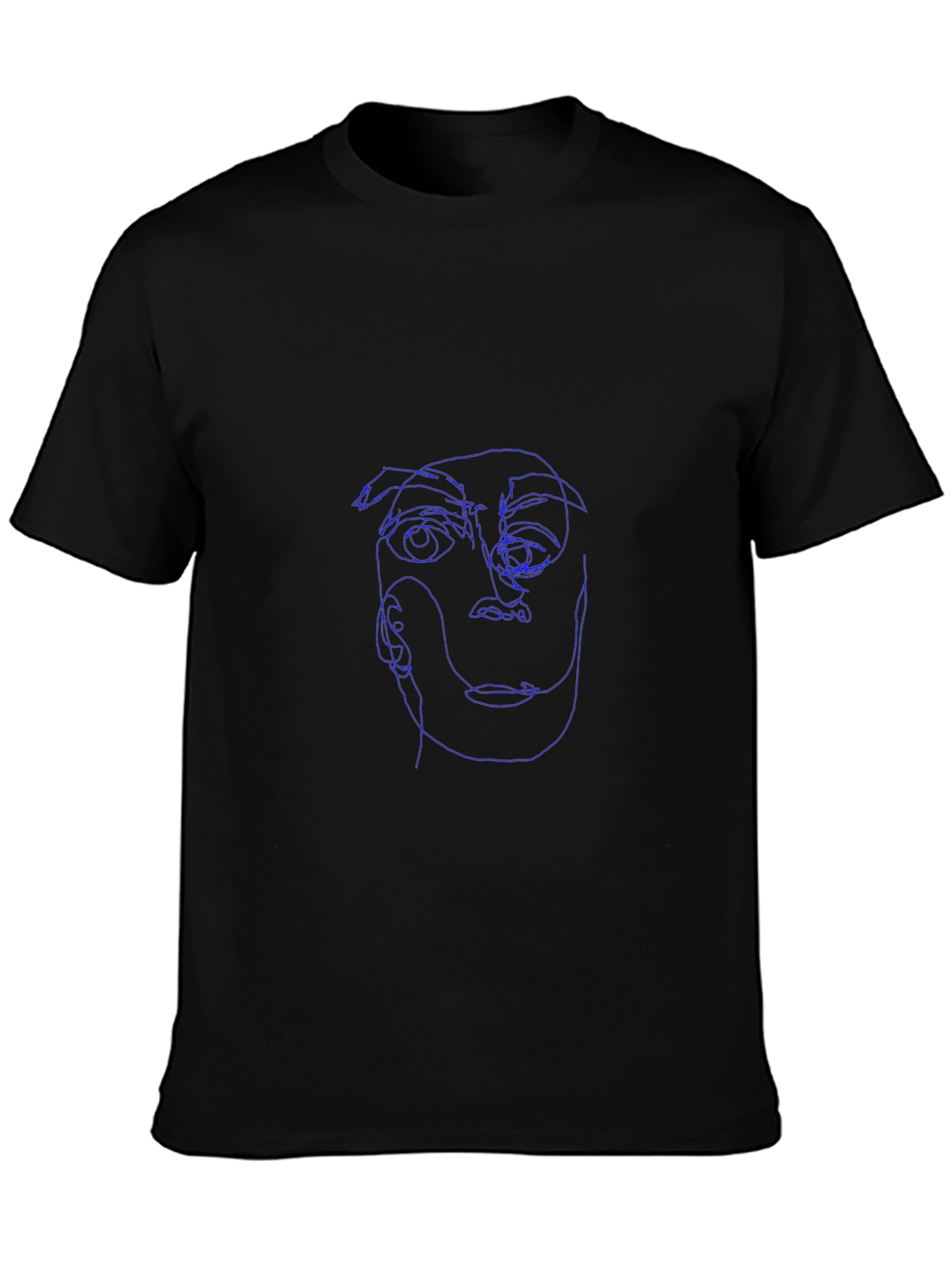 Abstract Face Line Art Black T-Shirt