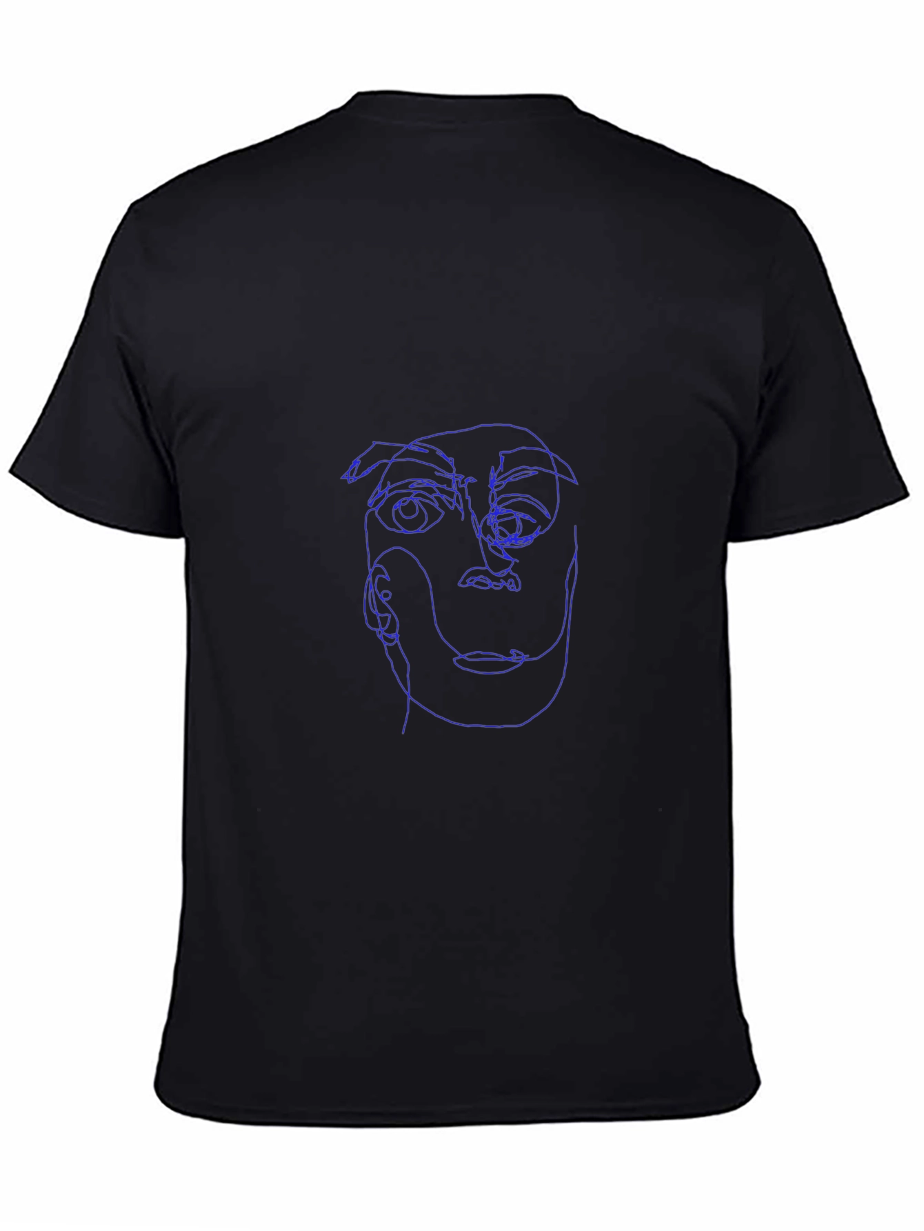 Abstract Face Line Art Black T-Shirt