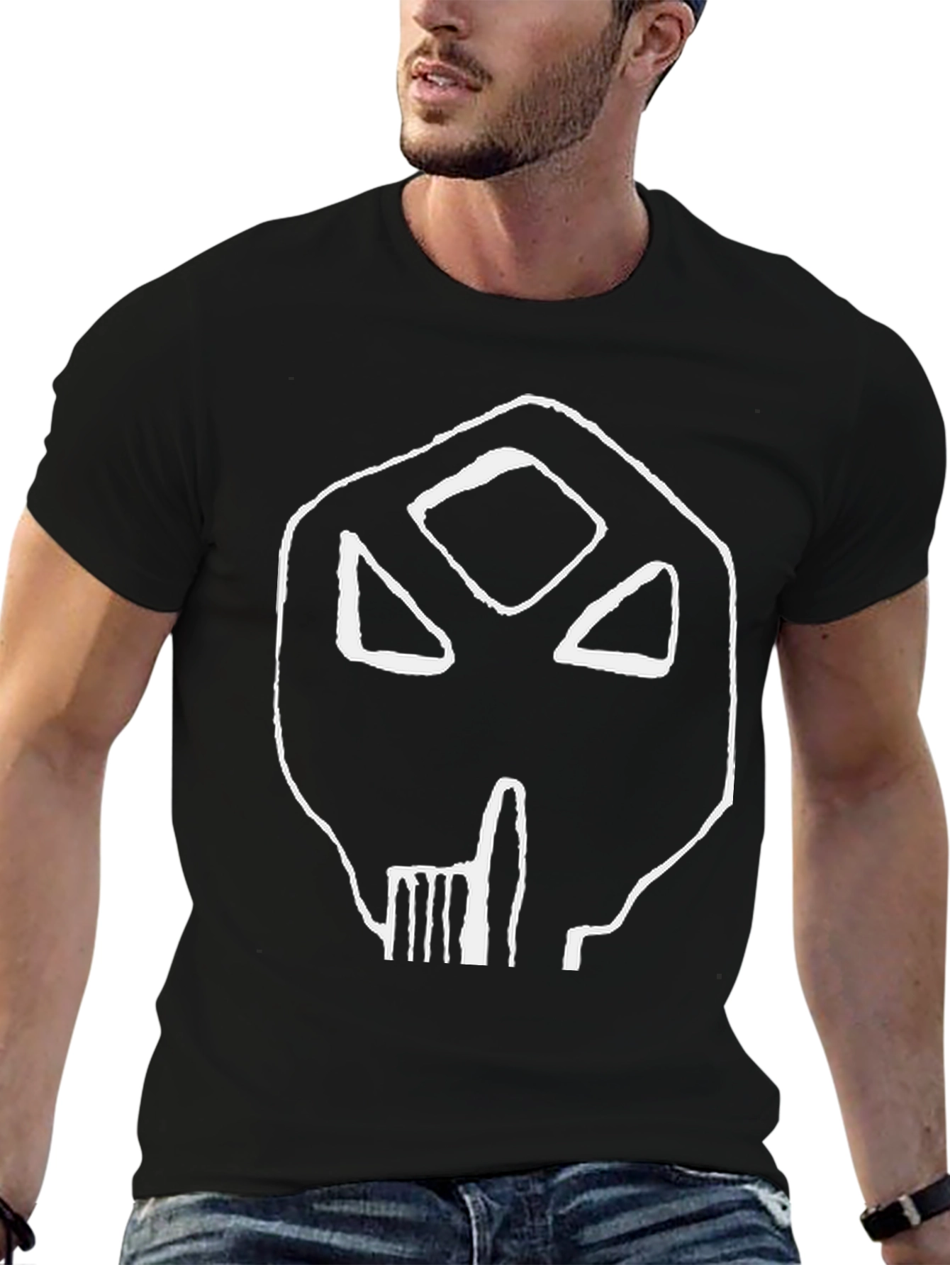 Abstract Skull Graphic Black T-Shirt