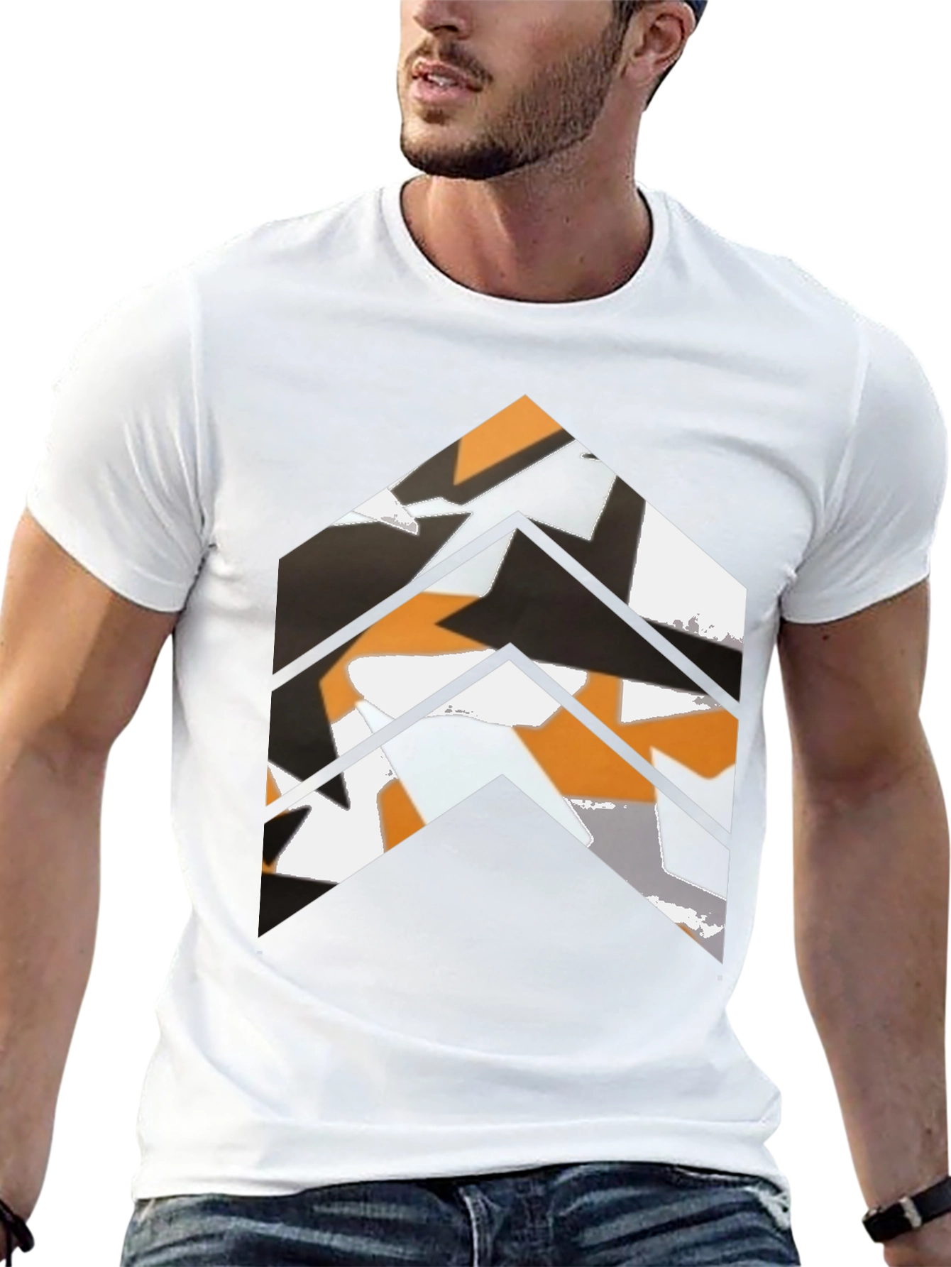 Abstract Chevron Graphic Tee - Black Casual Shirt