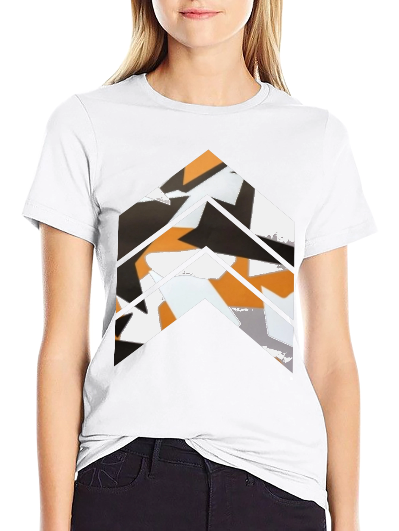 Abstract Chevron Graphic Tee - Black Casual Shirt