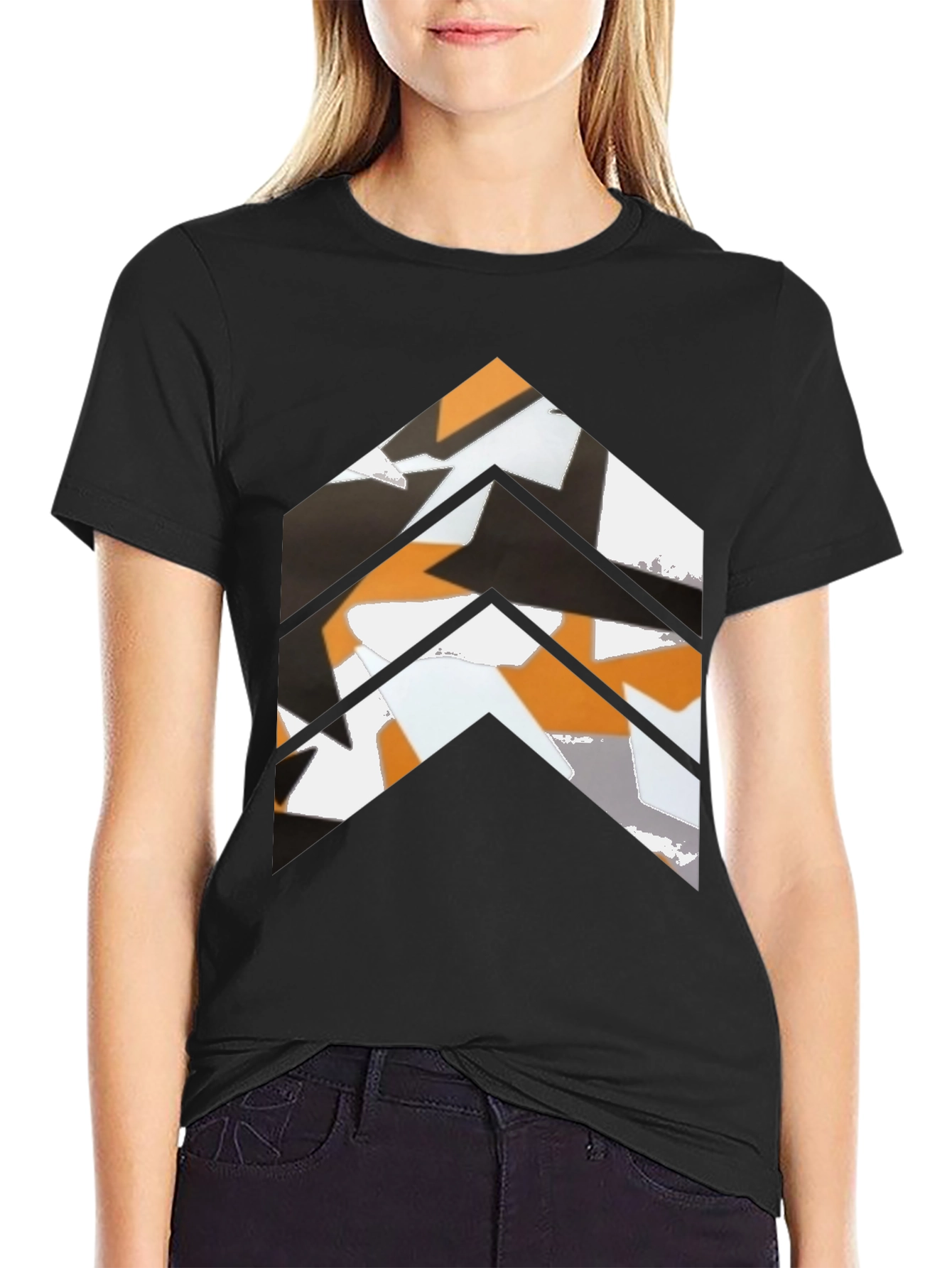 Abstract Chevron Graphic Tee - Black Casual Shirt