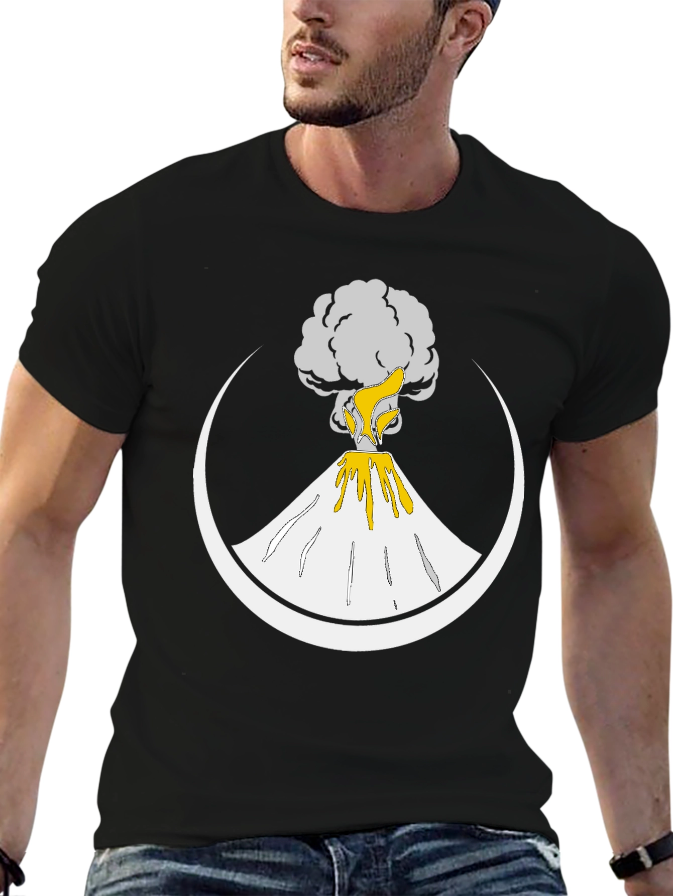 Volcano Eruption Graphic Print Tee - Black