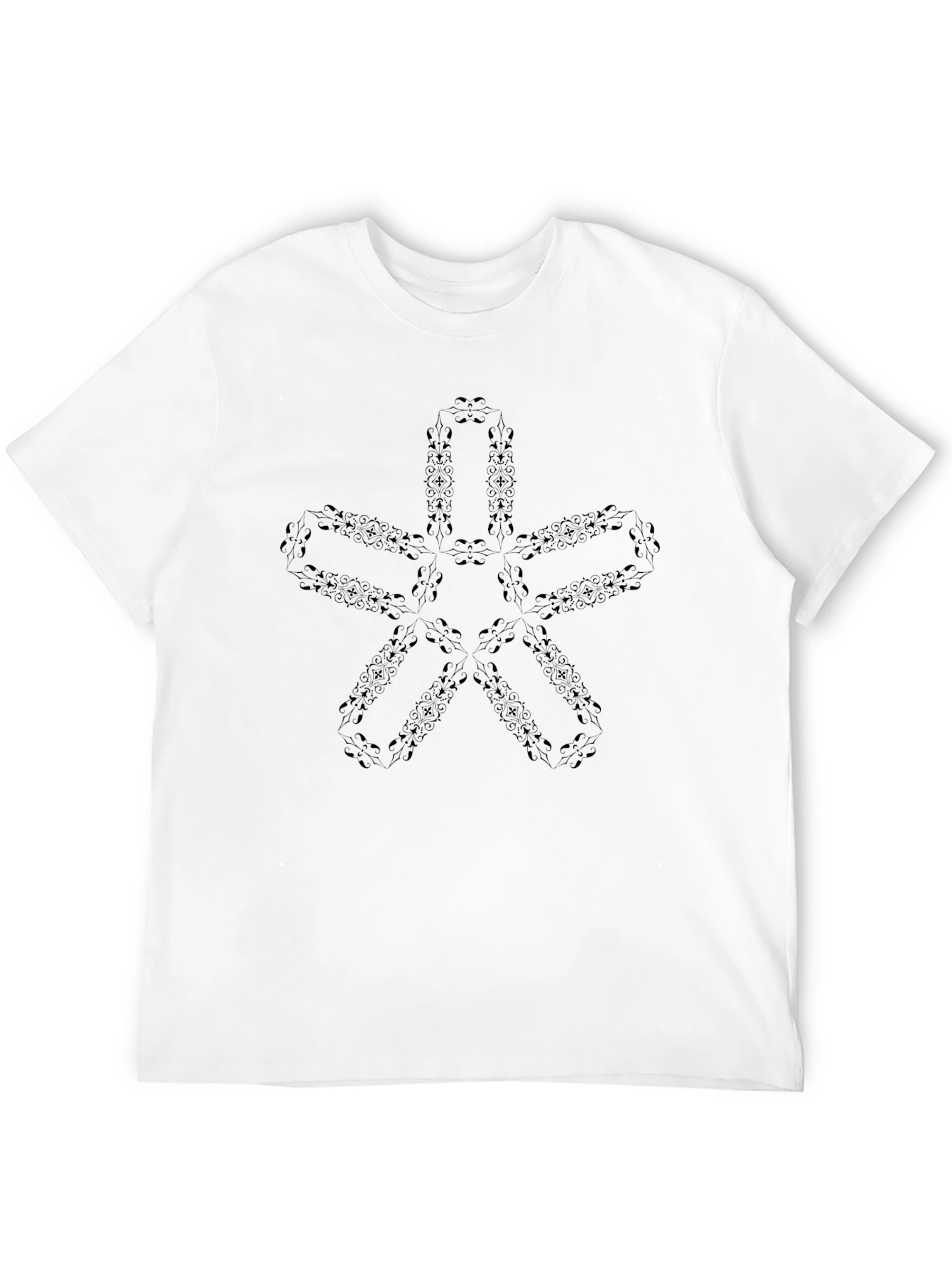 Abstract Star Pattern Black T-Shirt