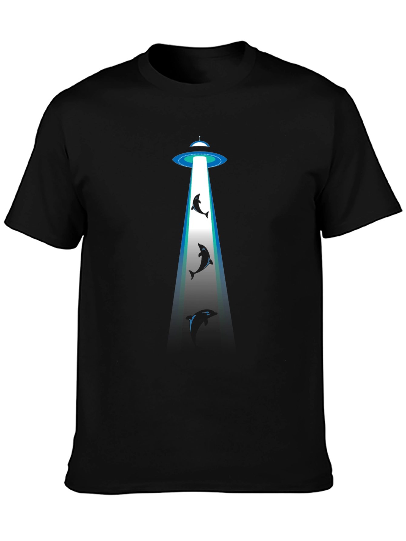 Alien Abduction Dolphin Black T-Shirt