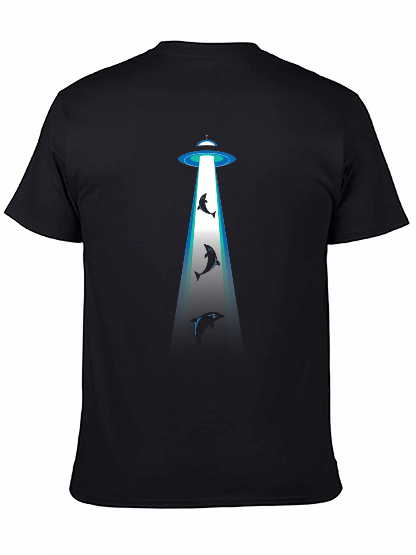 Alien Abduction Dolphin Black T-Shirt
