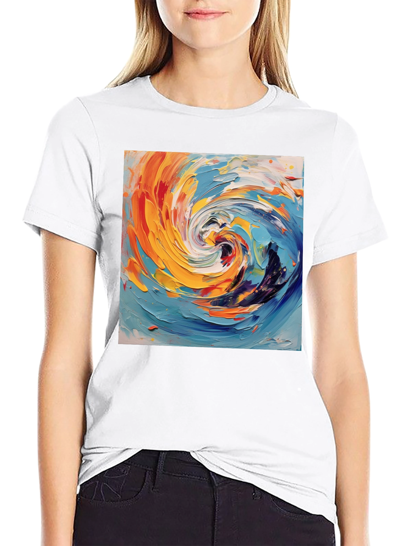 Abstract Swirl Art Black T-Shirt