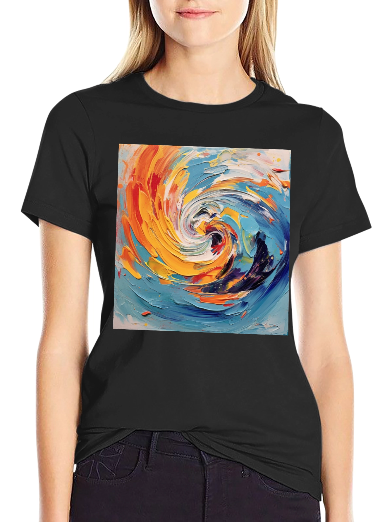 Abstract Swirl Art Black T-Shirt