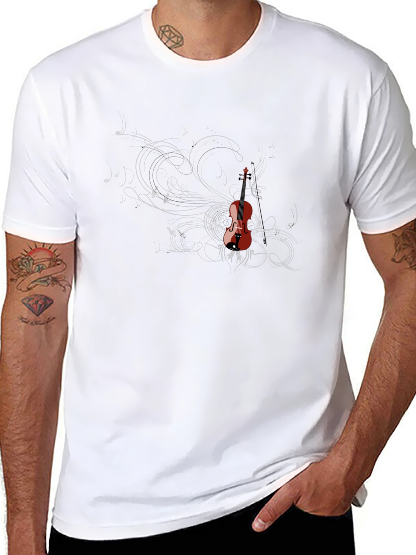 Violin Graphic Tee - Music Lovers Black T-Shirt
