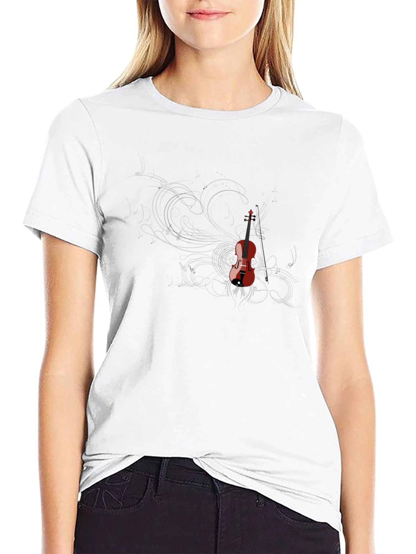 Violin Graphic Tee - Music Lovers Black T-Shirt