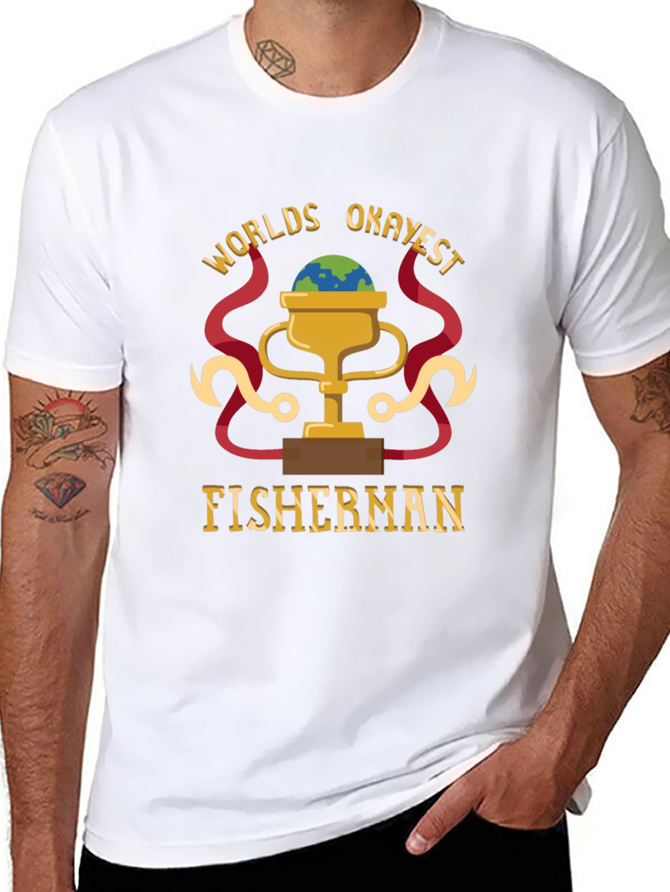 Worlds Okayest Fisherman Graphic T-Shirt