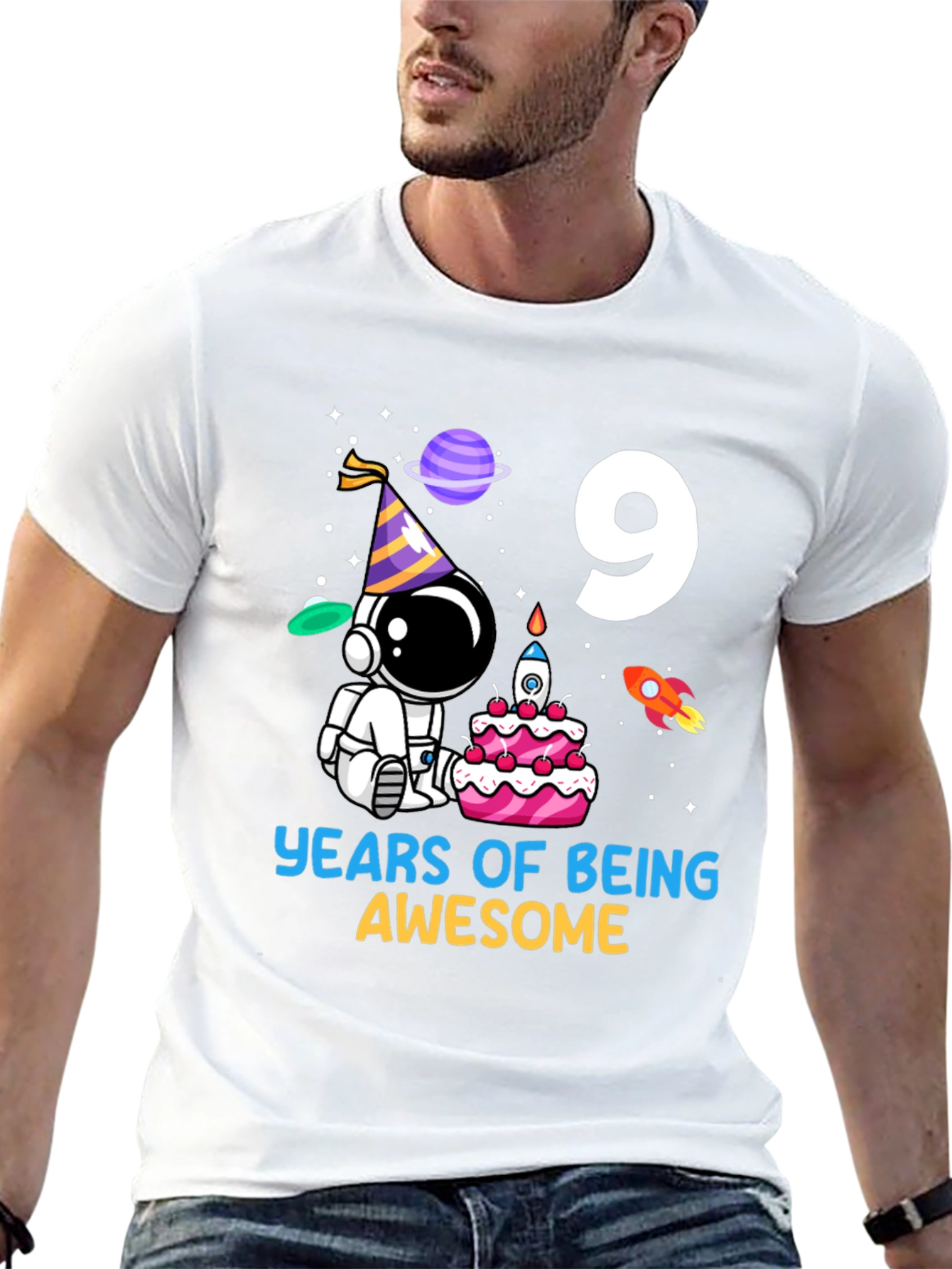 9th Birthday Astronaut T-Shirt - Years of Being Awesome!