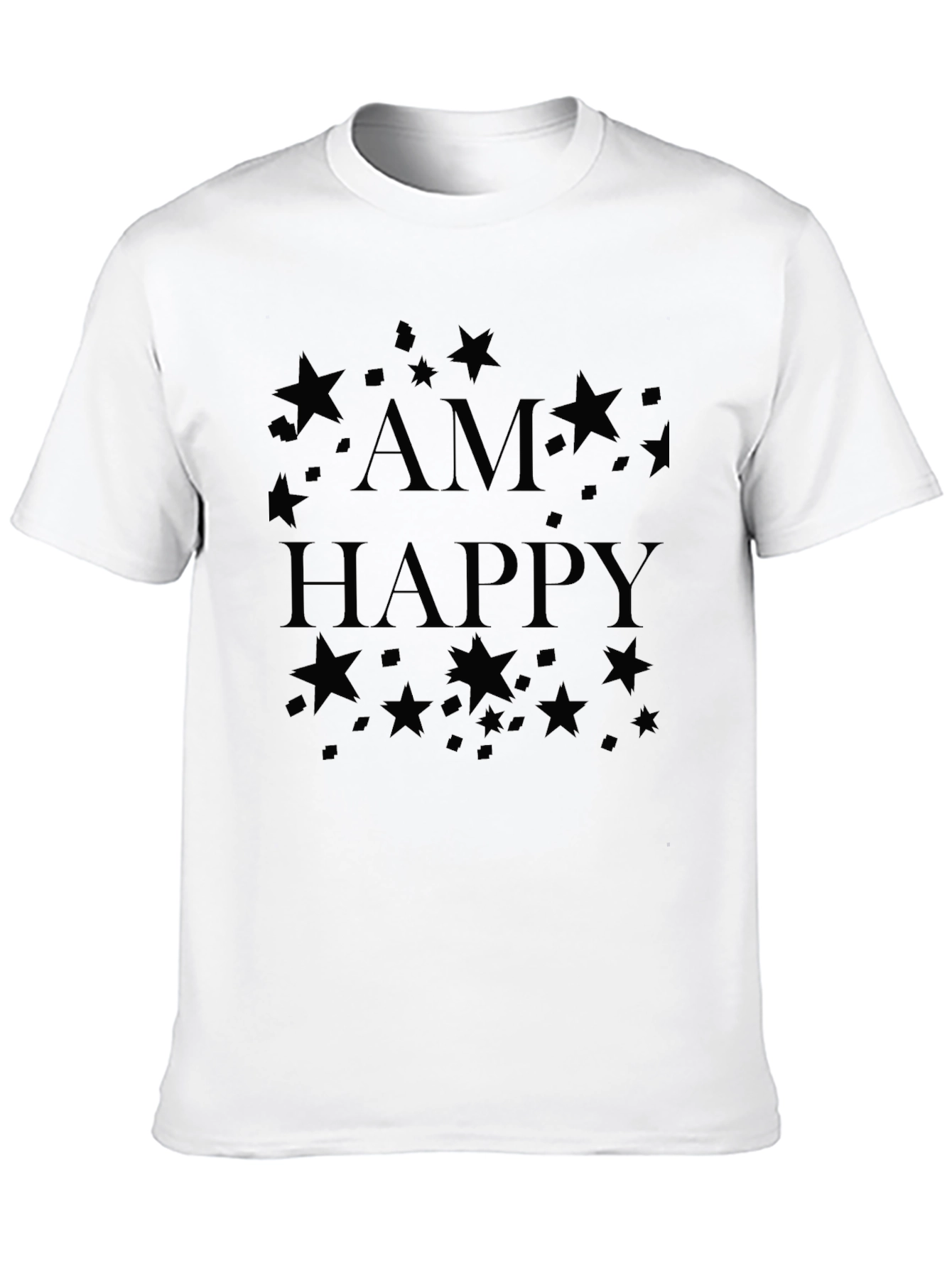 Am Happy Star Graphic Black T-Shirt