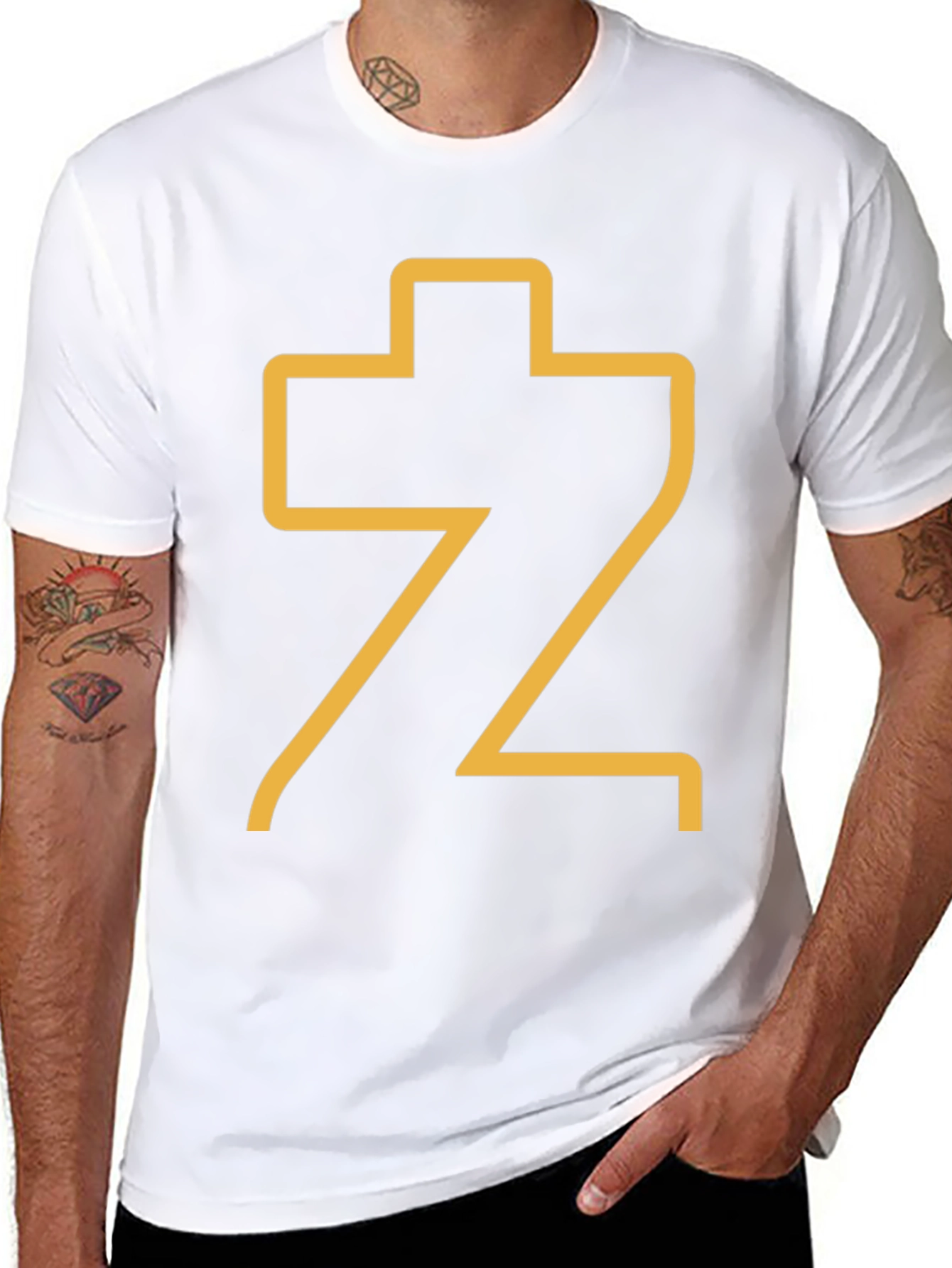 Abstract Gold Graphic Print Black T-Shirt