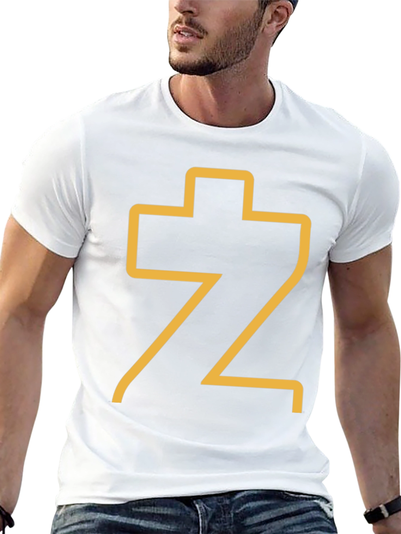 Abstract Gold Graphic Print Black T-Shirt