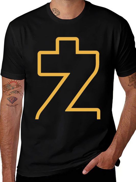 Abstract Gold Graphic Print Black T-Shirt