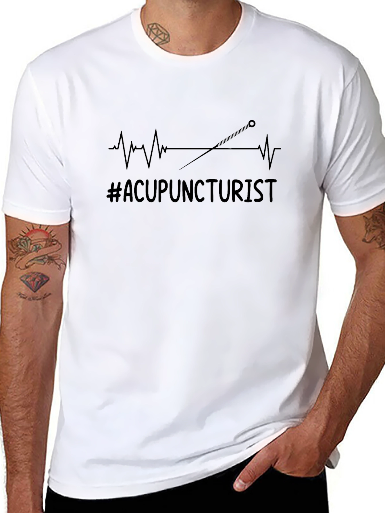 Acupuncturist Heartbeat T-Shirt - Black