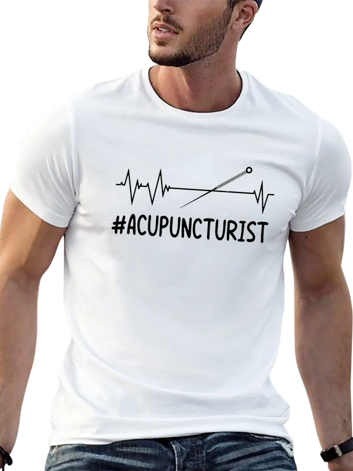 Acupuncturist Heartbeat T-Shirt - Black