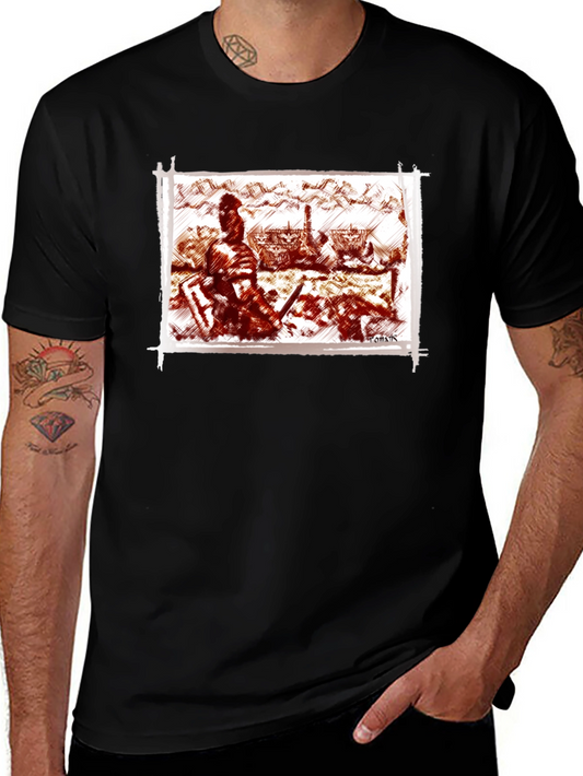 Warrior Sketch Tee - Black Cotton T-Shirt