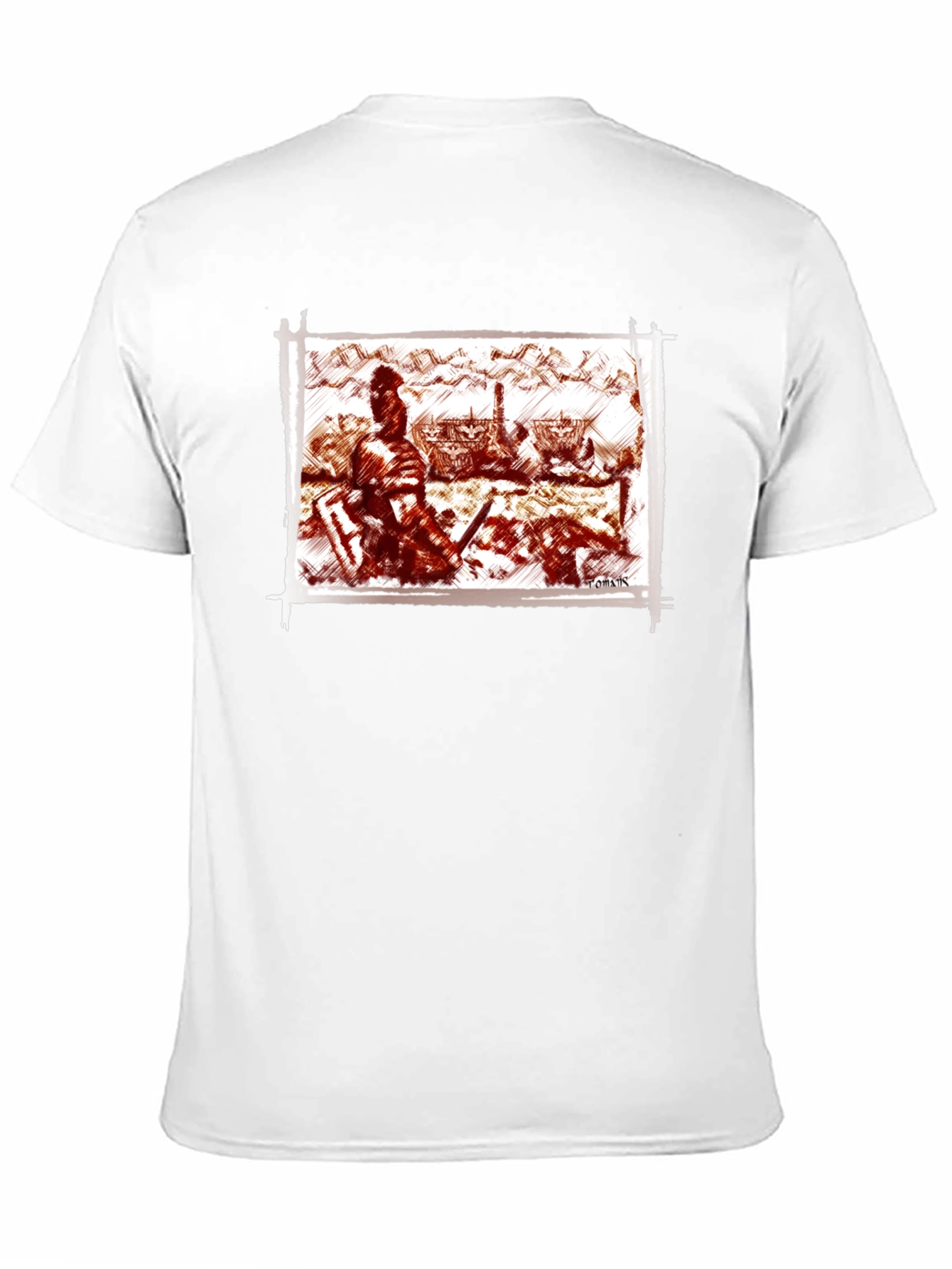 Warrior Sketch Tee - Black Cotton T-Shirt