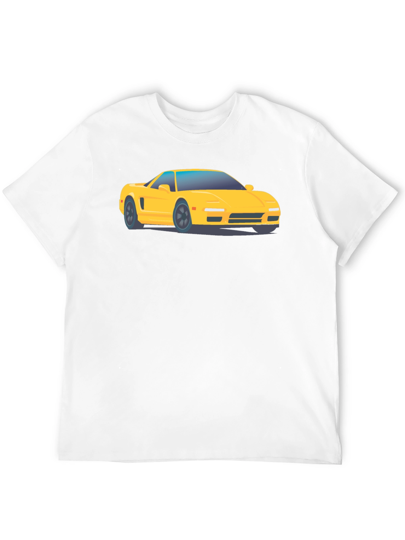 Yellow Car Graphic Tee - Black Cotton Comfort