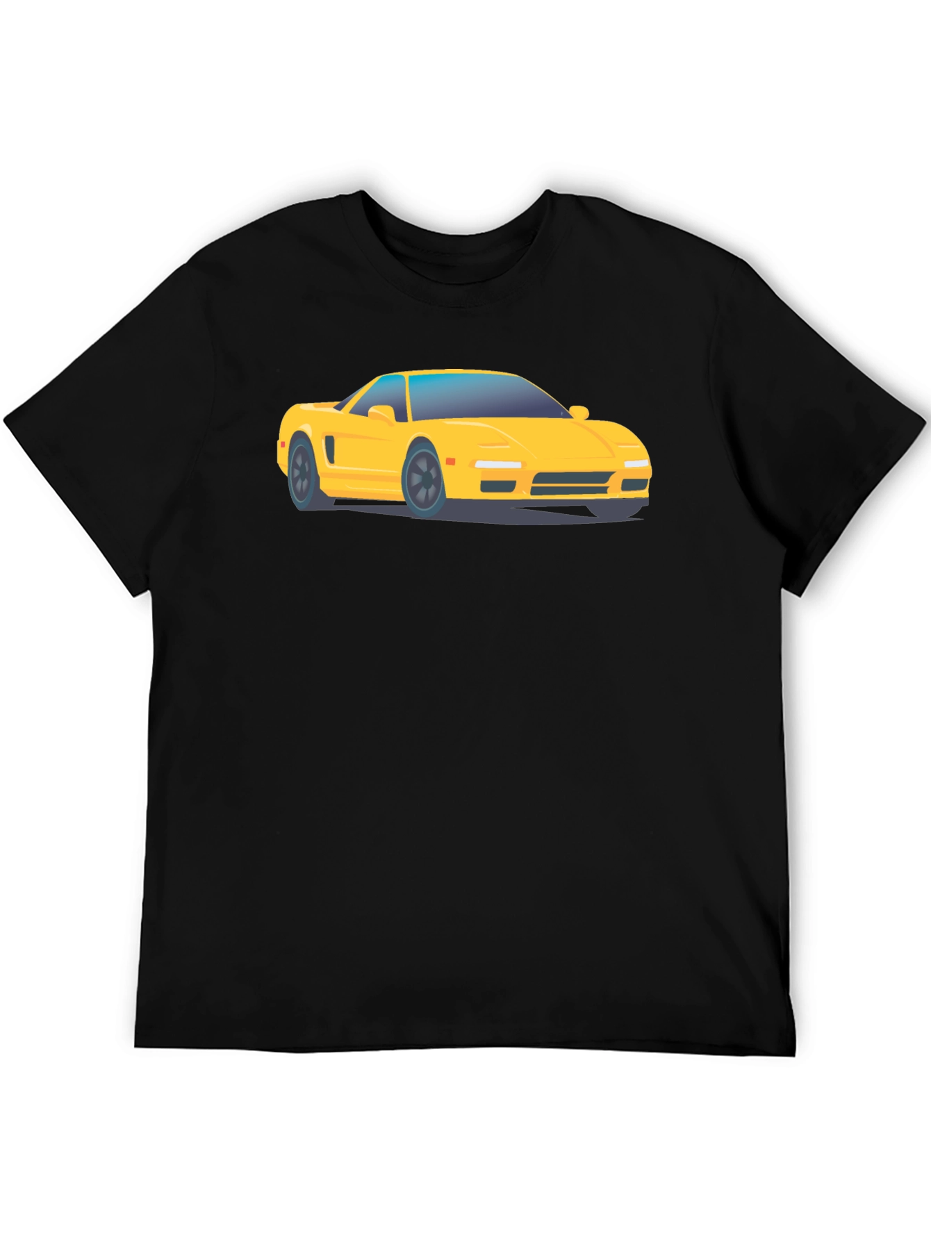 Yellow Car Graphic Tee - Black Cotton Comfort