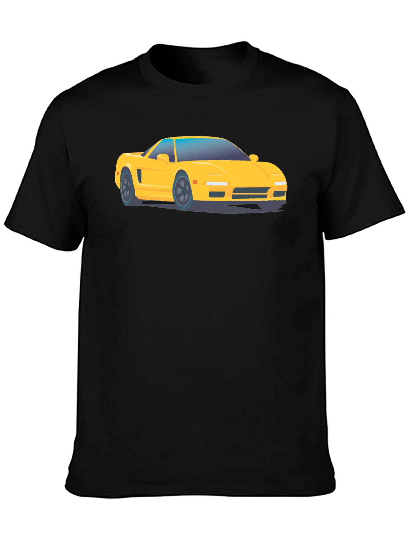 Yellow Car Graphic Tee - Black Cotton Comfort