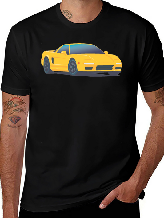 Yellow Car Graphic Tee - Black Cotton Comfort
