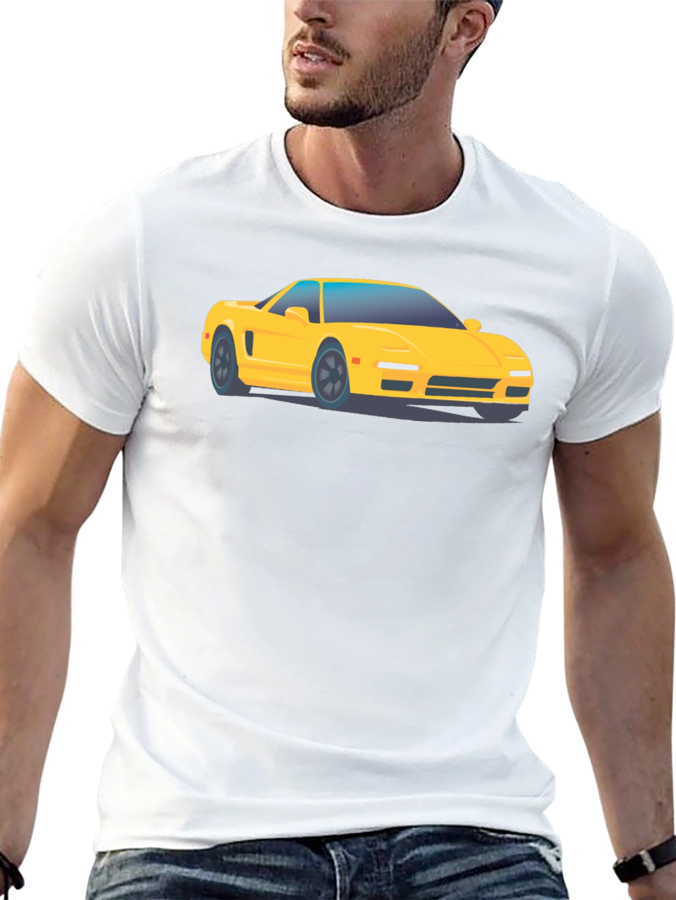 Yellow Car Graphic Tee - Black Cotton Comfort