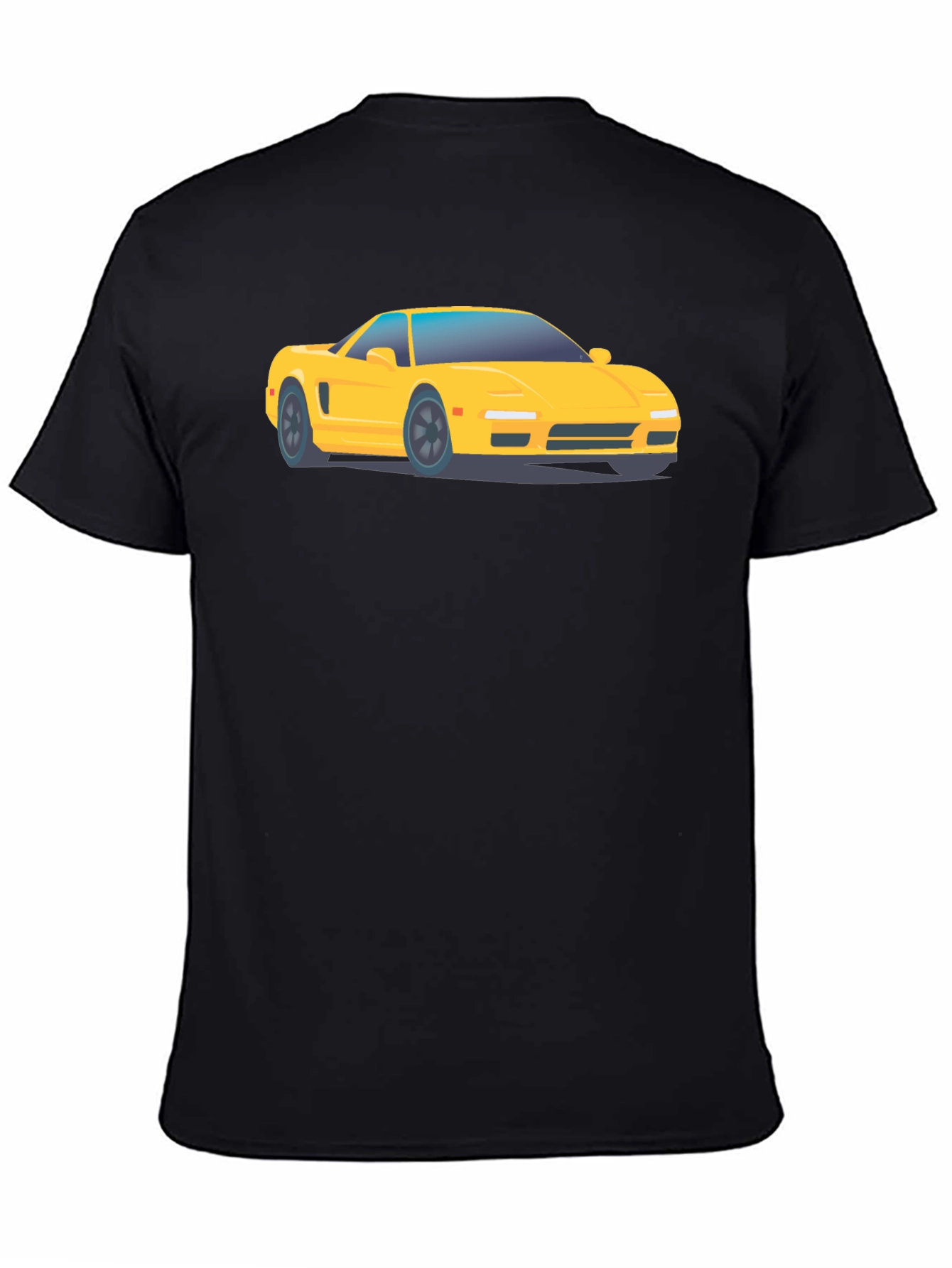 Yellow Car Graphic Tee - Black Cotton Comfort
