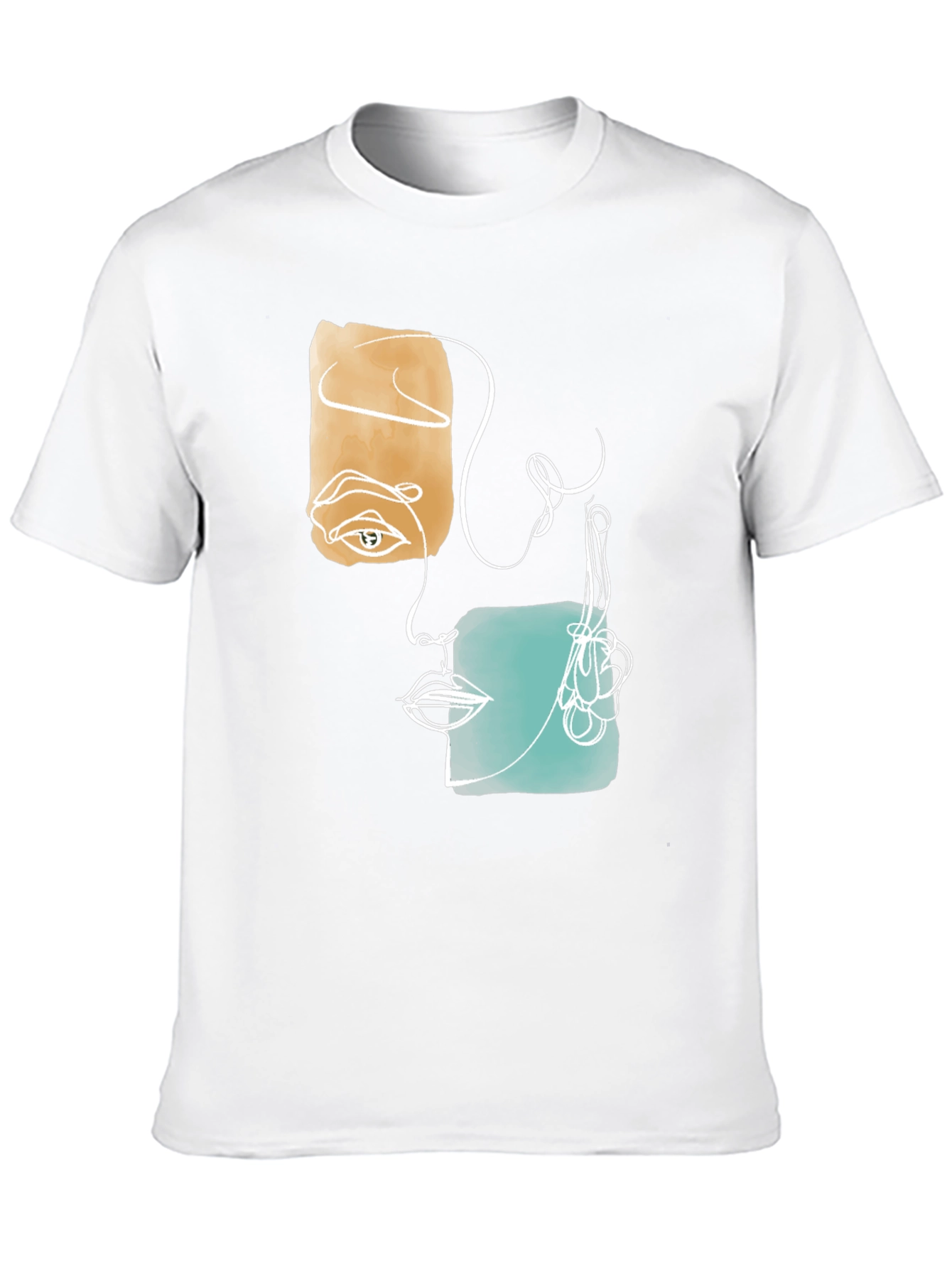 Abstract Face Graphic Print Black T-Shirt