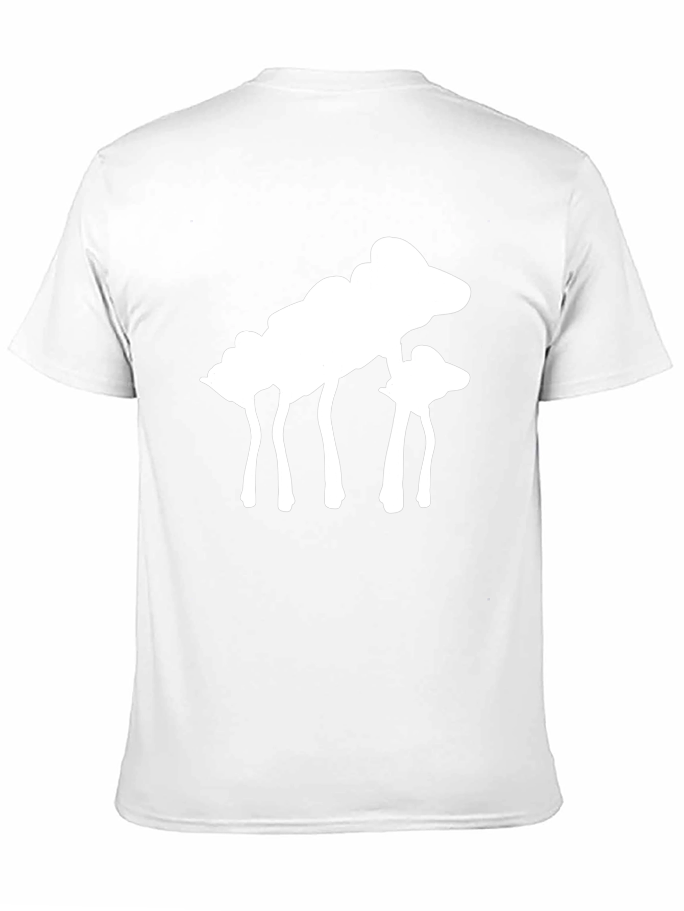 Abstract White Mushroom Graphic Tee - Black Cotton Shirt