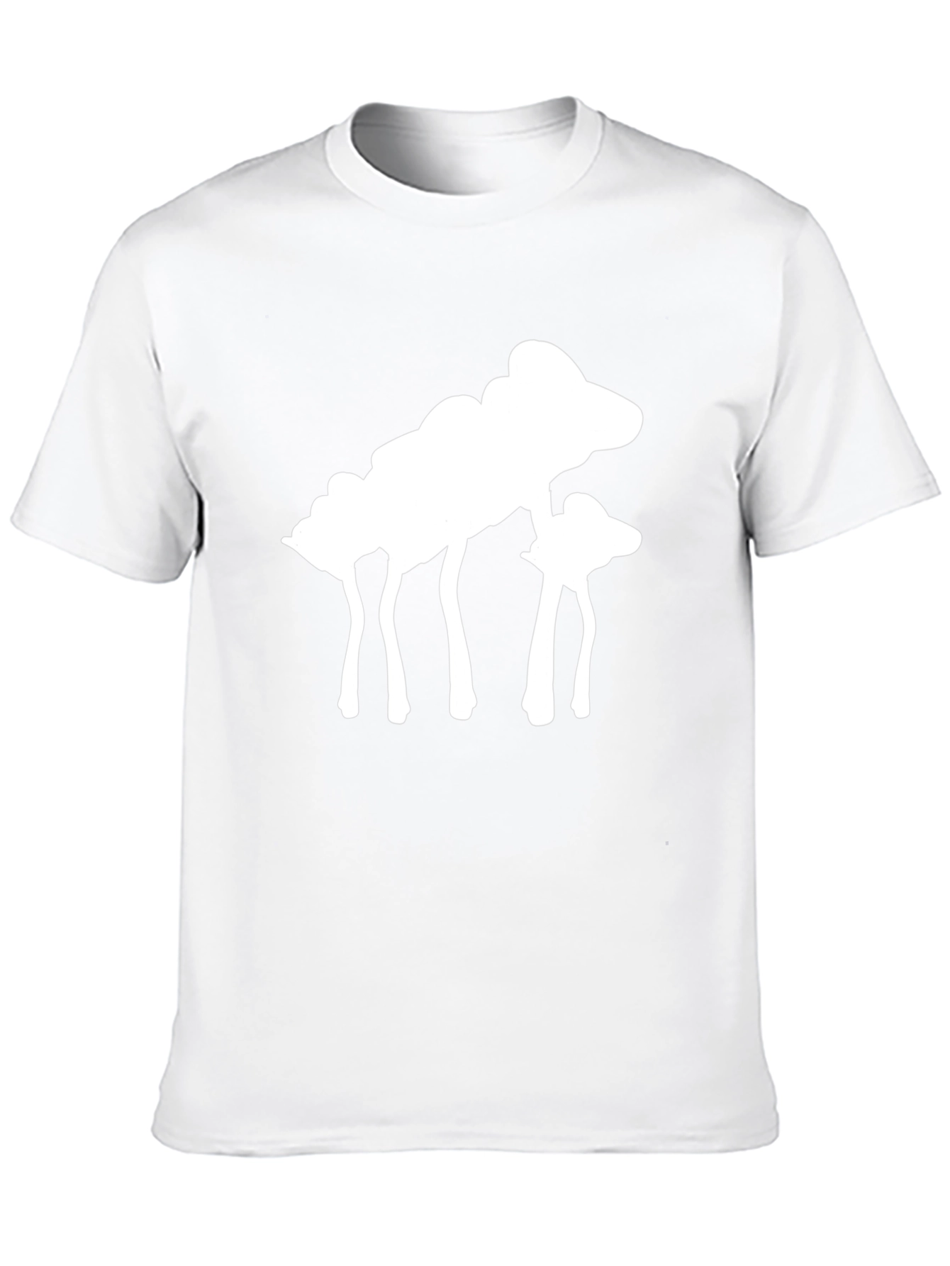 Abstract White Mushroom Graphic Tee - Black Cotton Shirt