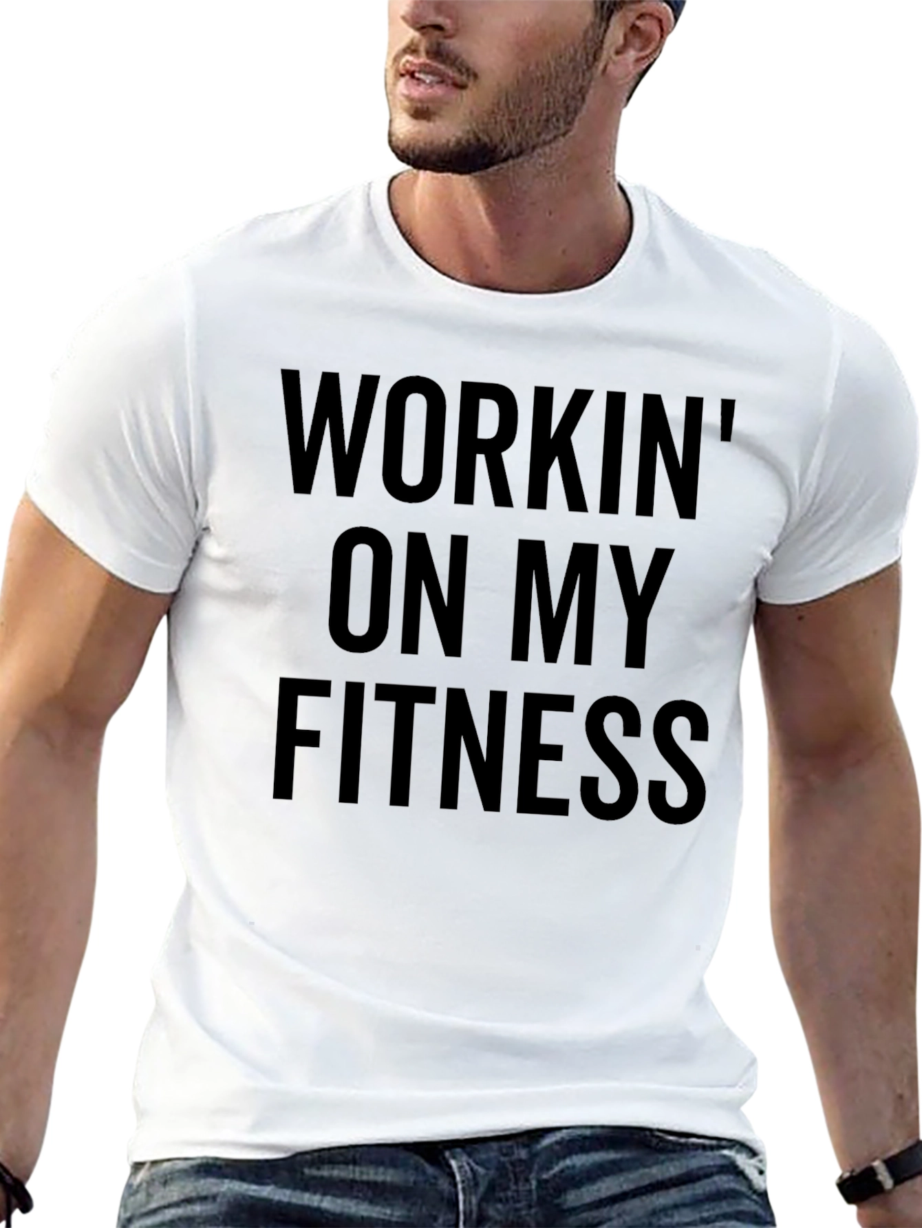 Workin on My Fitness Black Graphic T-Shirt