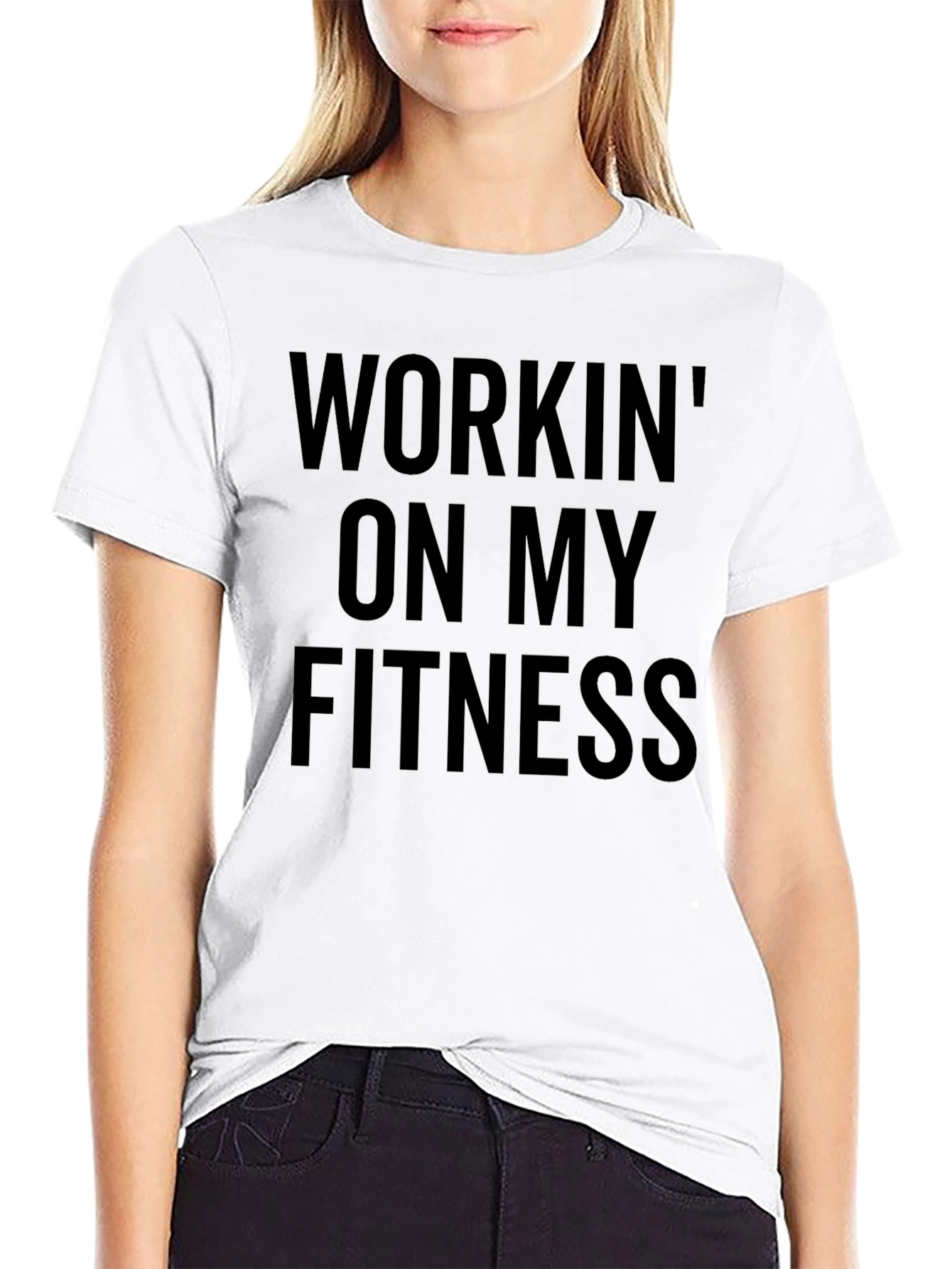Workin on My Fitness Black Graphic T-Shirt