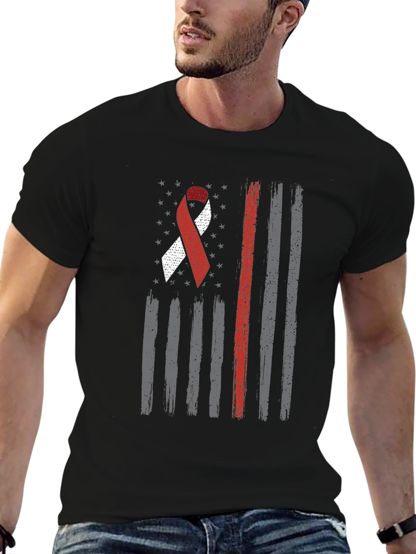 American Flag Awareness Ribbon Graphic Tee