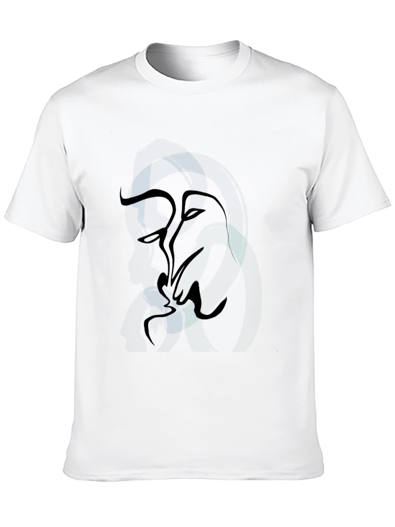 Abstract Kiss Black Graphic T-Shirt