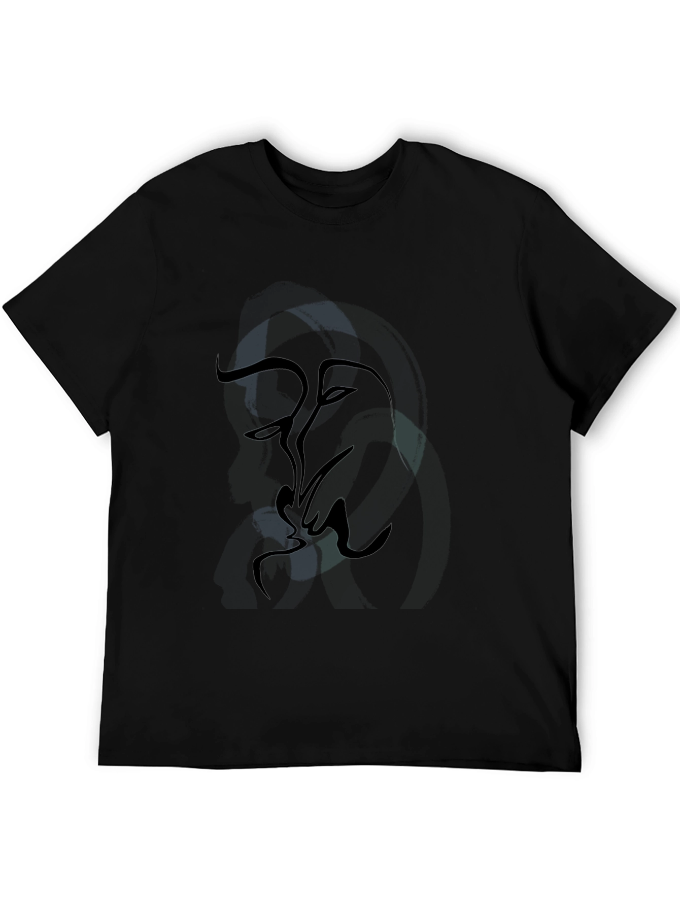 Abstract Kiss Black Graphic T-Shirt