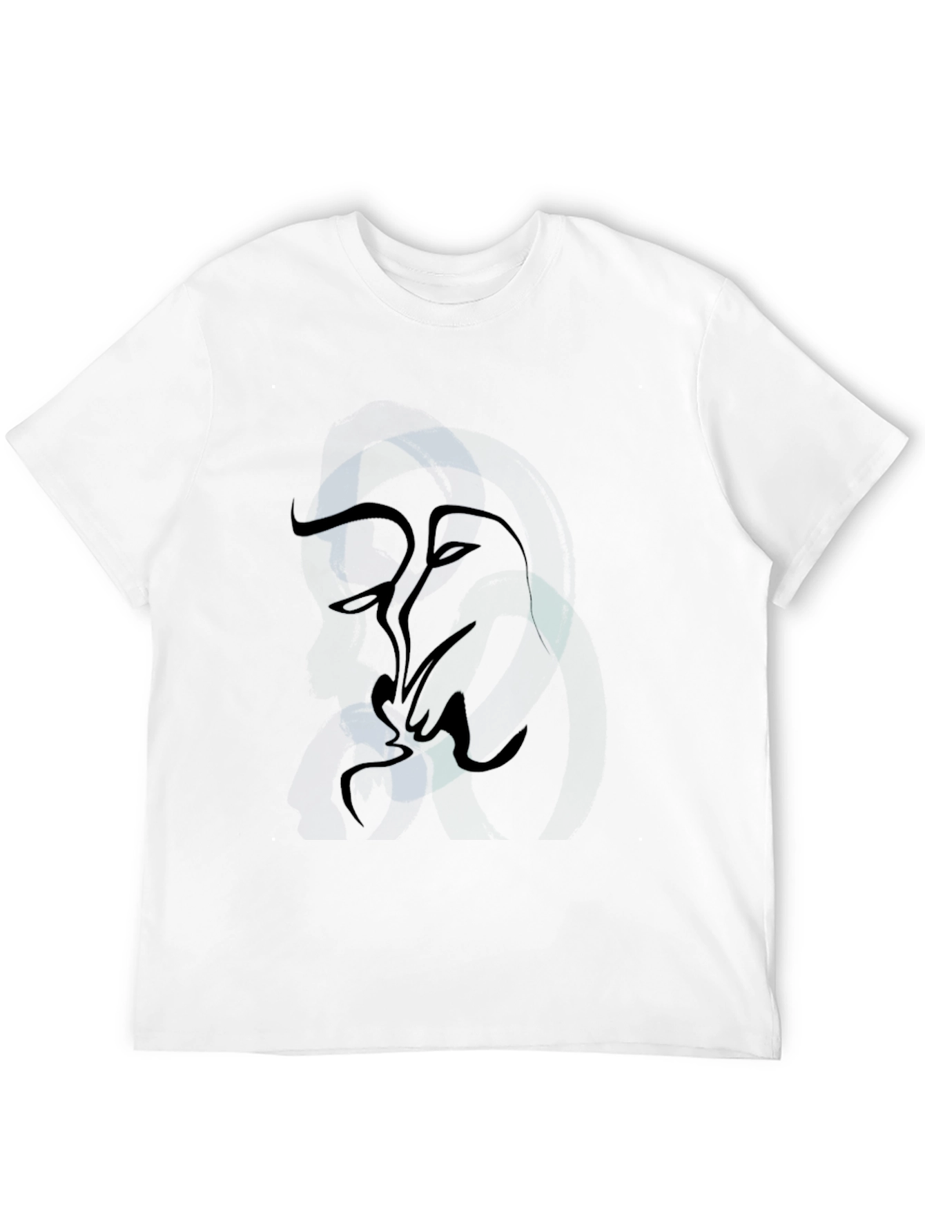 Abstract Kiss Black Graphic T-Shirt